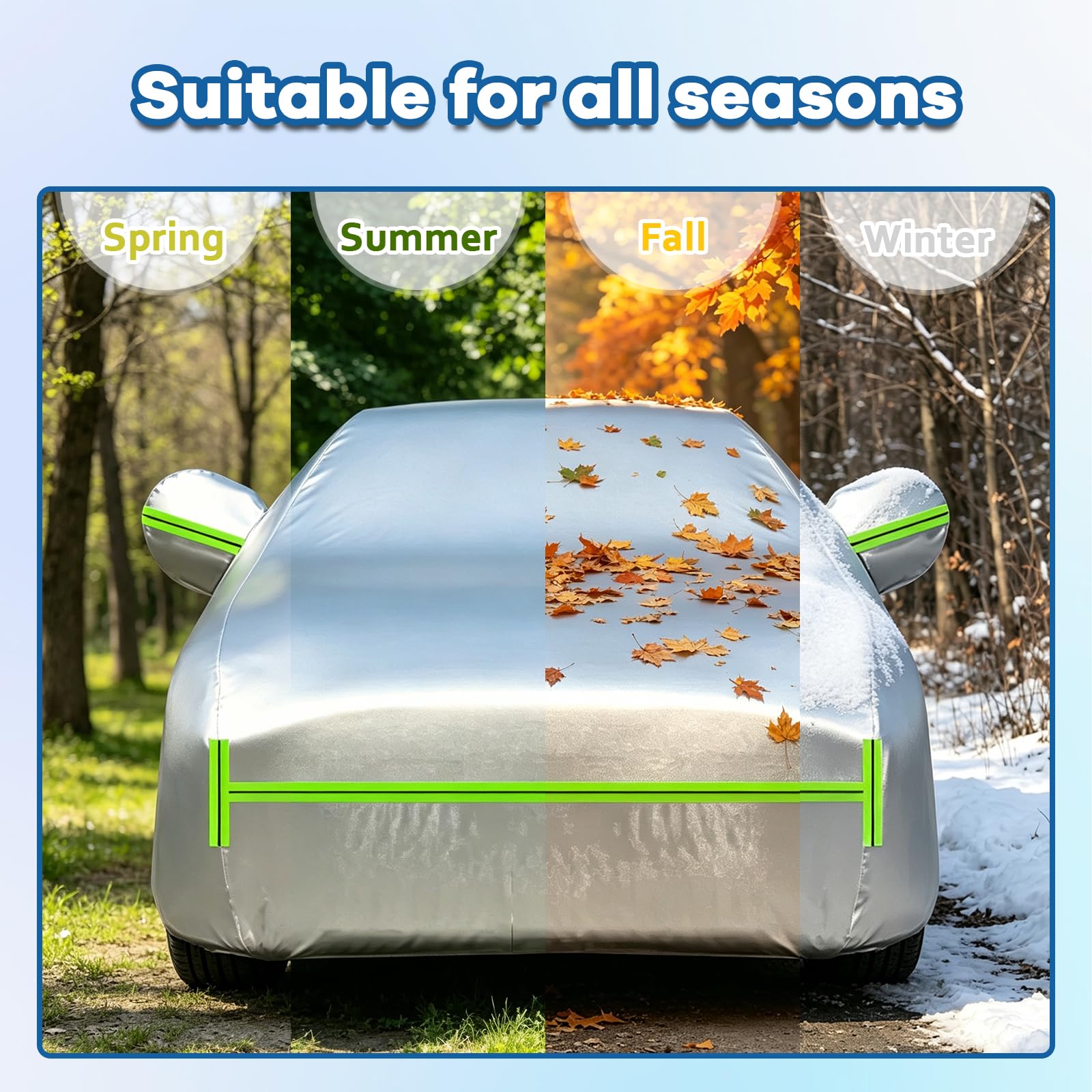 Funda Coche para Opel Zafira B 2005-2014,Funda Impermeable Antisolar, Bandas Reflectantes, Cuerdas Antiviento, Plata-B 662Vd