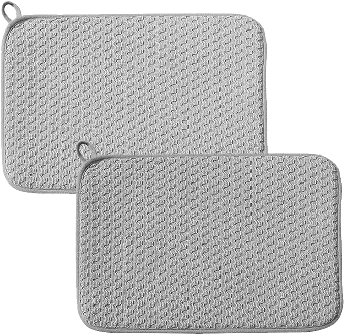 Dish Drainer Mats, 2 Pieces Dishes Drying Mat, Microfiber