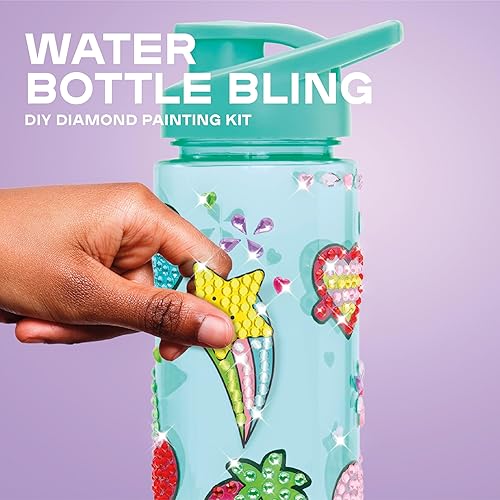 Miniatura 4 de Claire's Juego de decoración de botellas de agua, kit de pintura de diamantes para bricolaje, botella sin BPA de 24 onzas, más de 990 gemas,