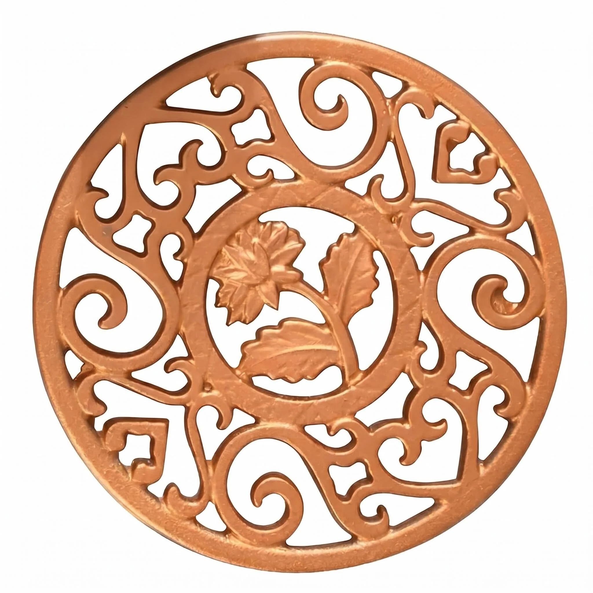 Yipakeh Round Cast Iron Trivet Tea Pot Carved Stand