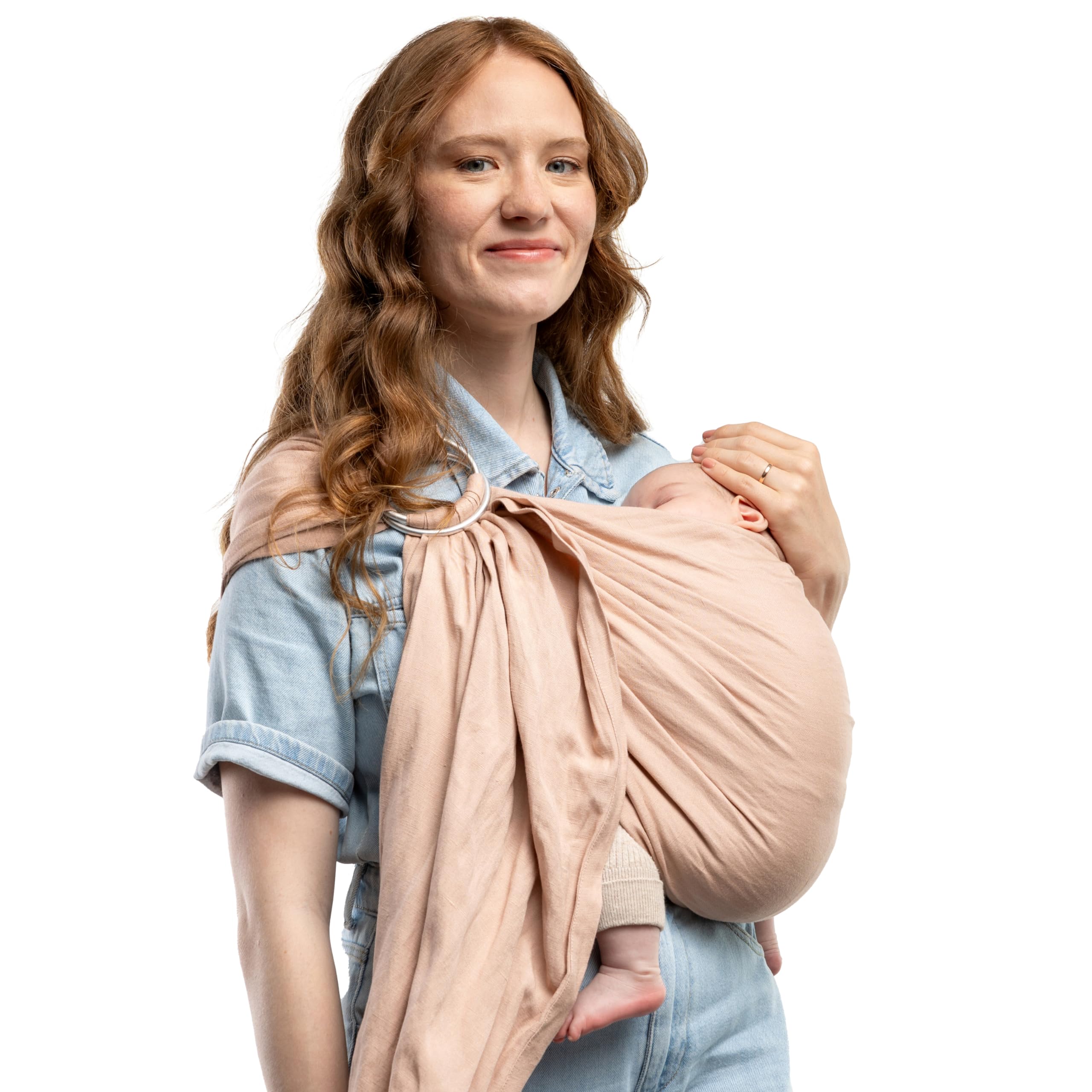 Boba Ringschlinge Babytrage – Neugeborene bis Kleinkinder, leicht und atmungsaktiv, hüftgesund, Vorder- und Hüfttrage, 3,6–15,9 kg (Rosa)