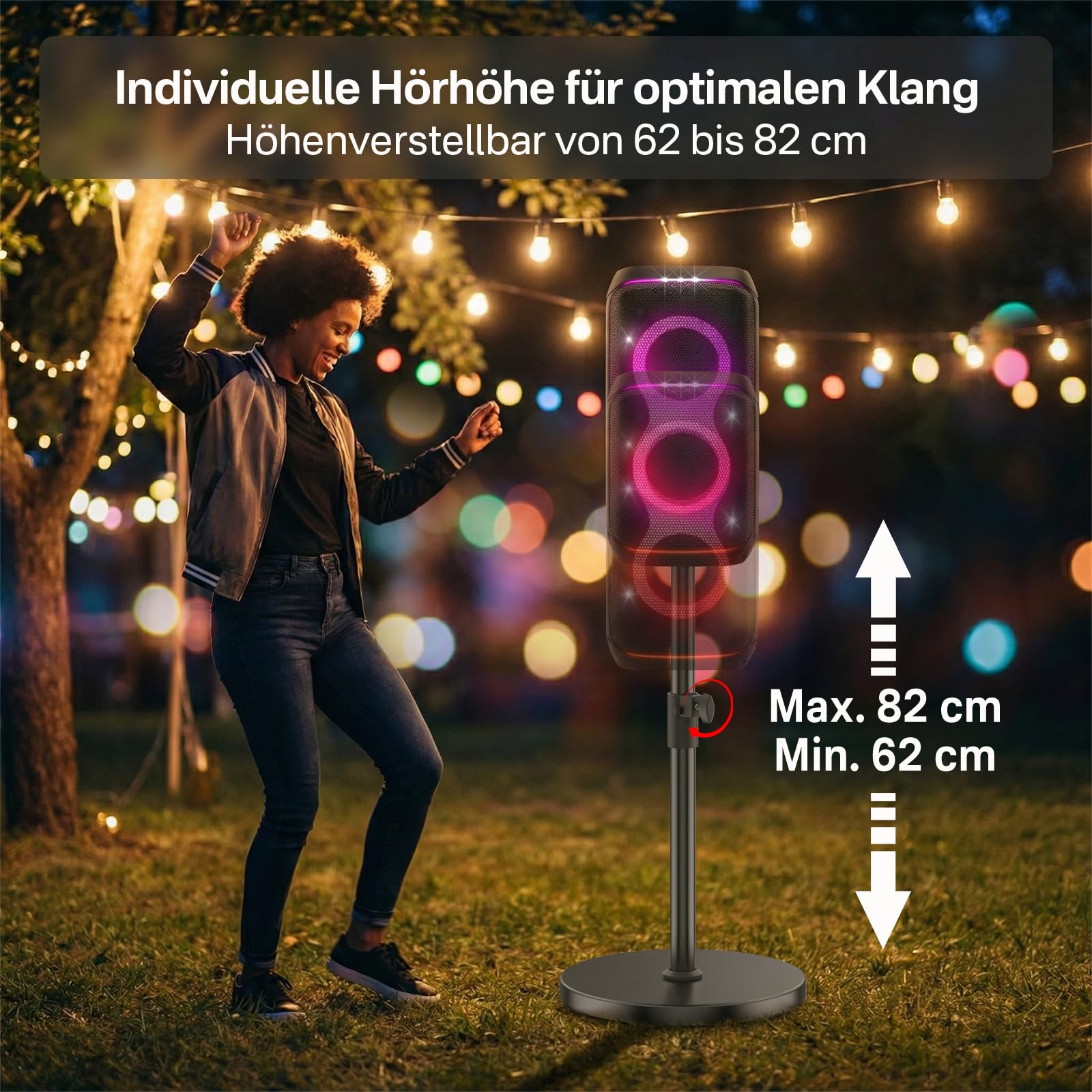 Supporto per altoparlanti JBL PartyBox 110/120/130/310/320/330, regolabile in altezza da 24,4 a 32,3 pollici, stabile supporto per altoparlante JBL PartyBox, fino a 25 kg, 1 pezzo