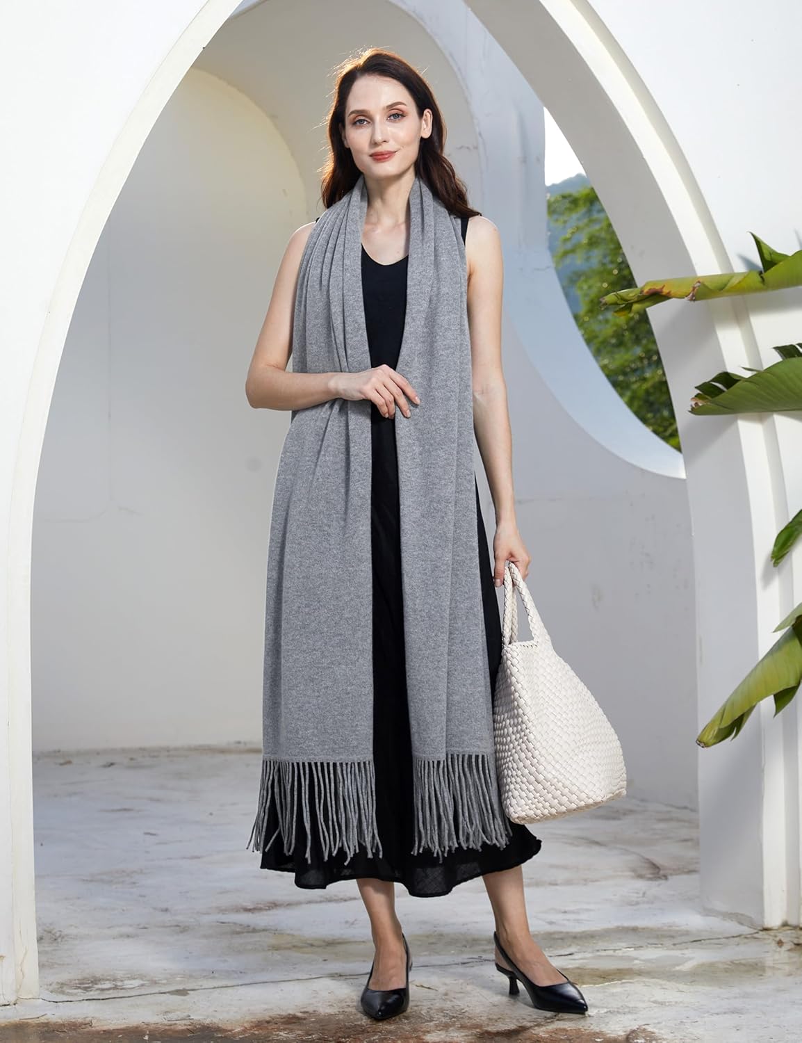 Soft Cashmere Blend Wrap with Tassels Pashmina Stole Shawl for Women Wayfarer Travel 87"x28"(plus 6" tassel) - Image 5