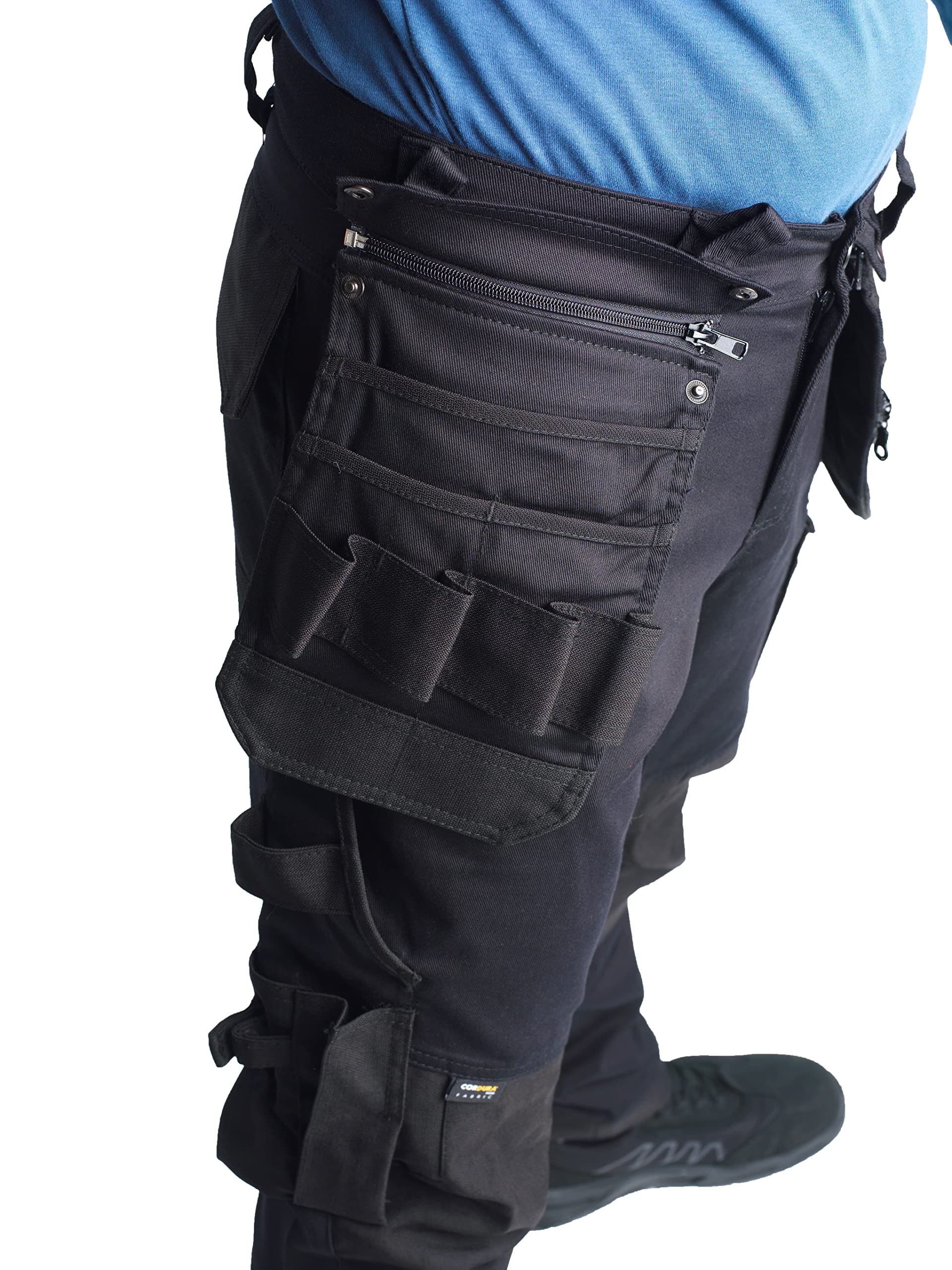 Bitco Pantalon de Travail – Stretch Déperlant & Anti-Huile 245 g/m², Renforts Cordura®, Poches Cargo & pour Genouillères, Zones 360° Ultra-Stretch