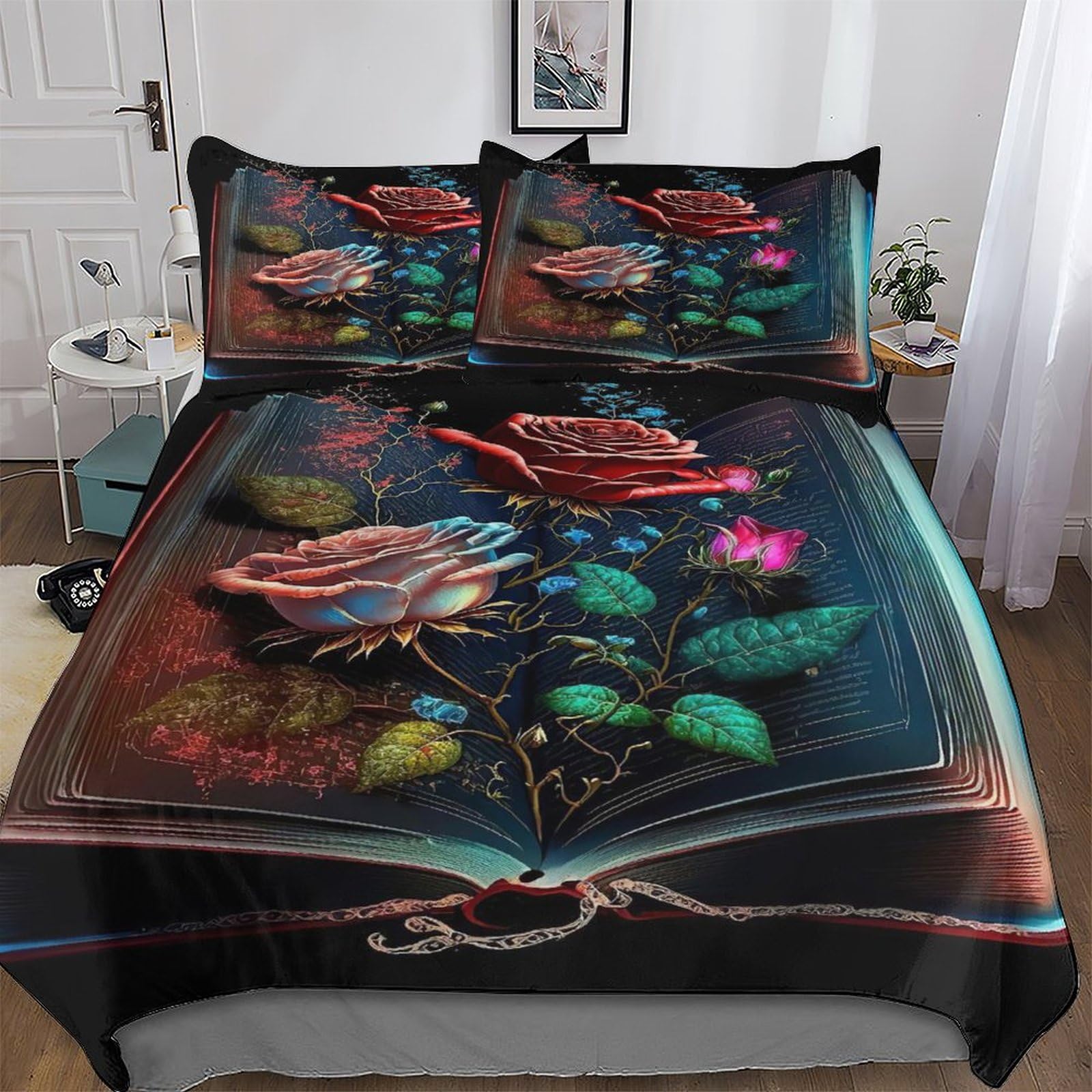 Parure de lit rose king size en microfibre respirante et infroissable pour un entretien facile
