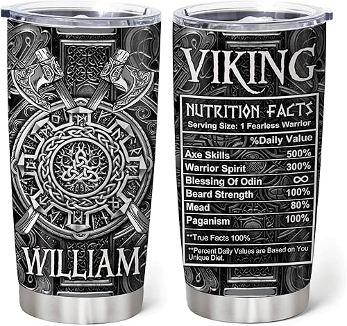 Vista 17 de Hyturtle Vaso vikingo personalizado de acero inoxidable celta de los Vikings Celta, taza de viaje para café con tapa, 20 onzas, 30 ° Nombre Viking 4