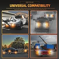 Vista 2 de BooYu 2 piezas de luces estroboscópicas de emergencia LED alimentadas por batería con base magnética recargable, portátil, para techo, mini luz