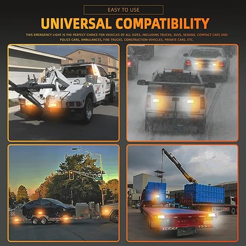 Miniatura 2 de BooYu 2 piezas de luces estroboscópicas de emergencia LED alimentadas por batería con base magnética recargable, portátil, para techo, mini luz de