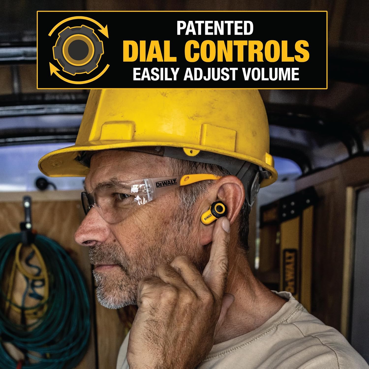 DEWALT Heavy Duty Bluetooth Jobsite Pro X2 ANC True Wireless Earbuds, Active Noise Cancelling Work Earbuds, Turn Dial Controls, 10Hr Runtime (40+ w/Case), 4 EQ Modes, IP54 - Image 2