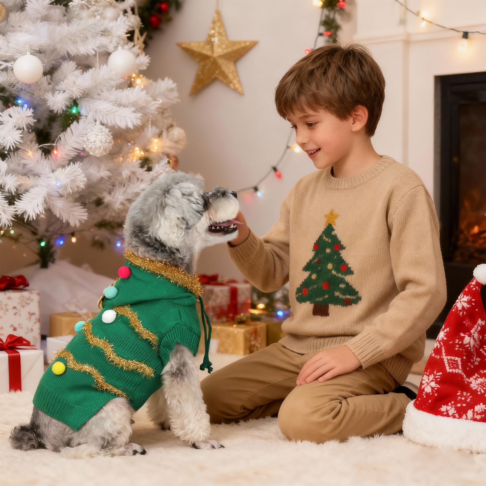 Hunde-Pullover mit Schneemann-Motiv, Weihnachtsbaum, Größe 3XL