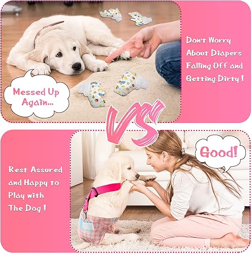 Miniatura 3 de Nuanchu 2 piezas de tirantes de pañales para perro, macho, hembra, bandas para el vientre, arnés canino, vestido duradero, correa de pañal, para