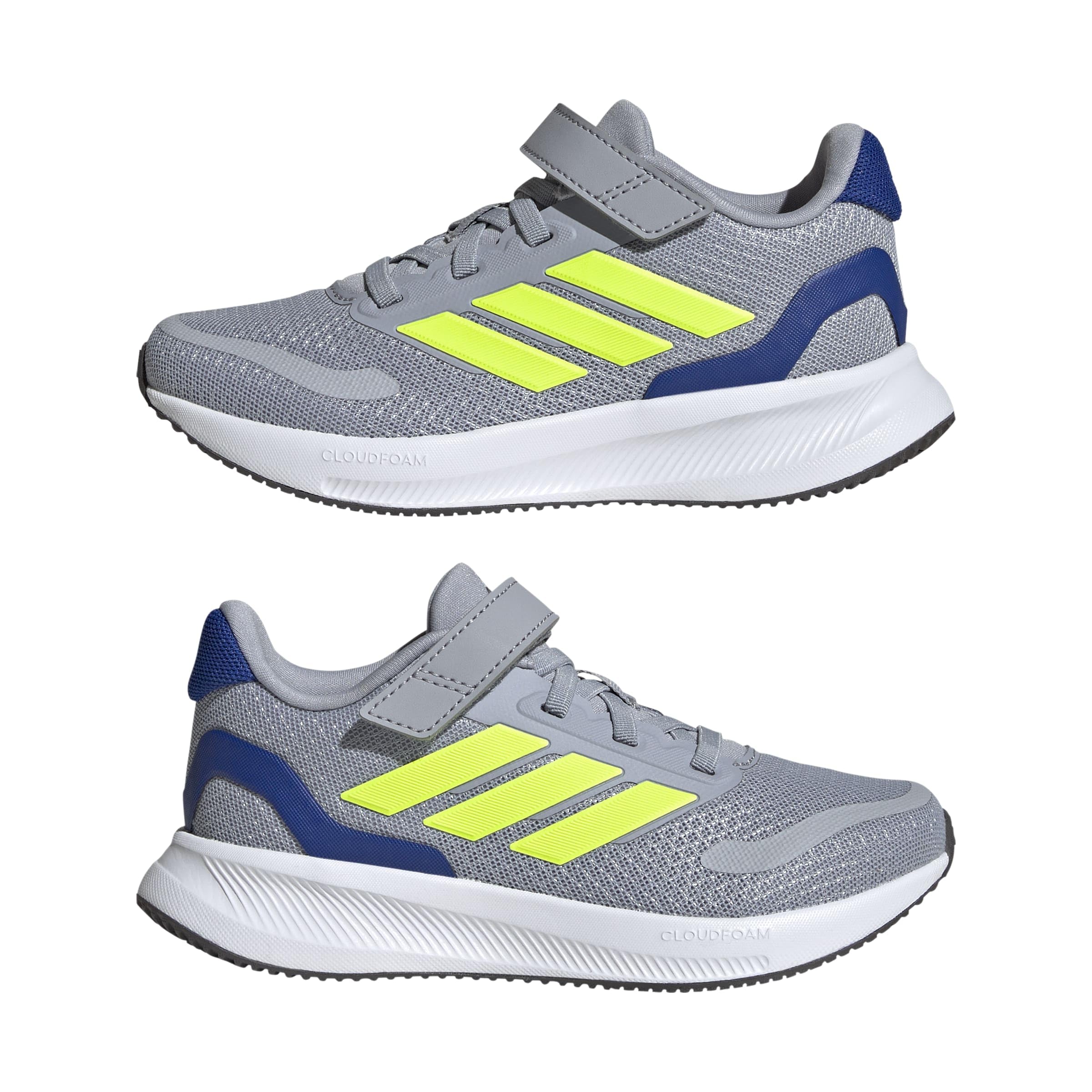 adidas Unisex niños RUNFALCON 5 Shoes Kids, halo Silver/Lucid Lemon/Team Royal Blue, 29 EU