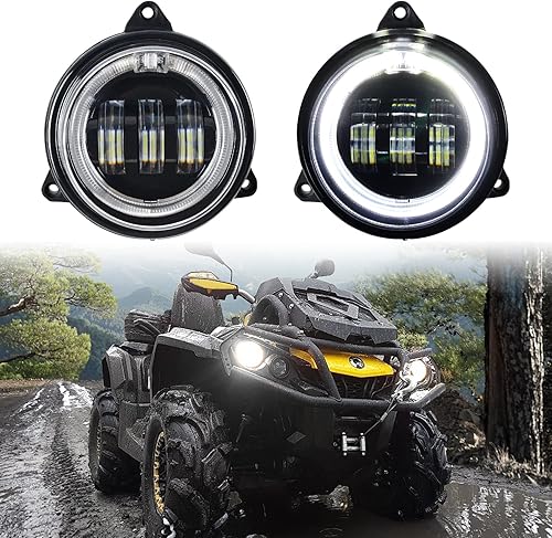 CPOWACE Faros delanteros LED de haz bajo con anillo de halo DRL compatibles con Can Am Outlander 500 650 800 850 1000 XMR STD XT XT-P Accesorios de