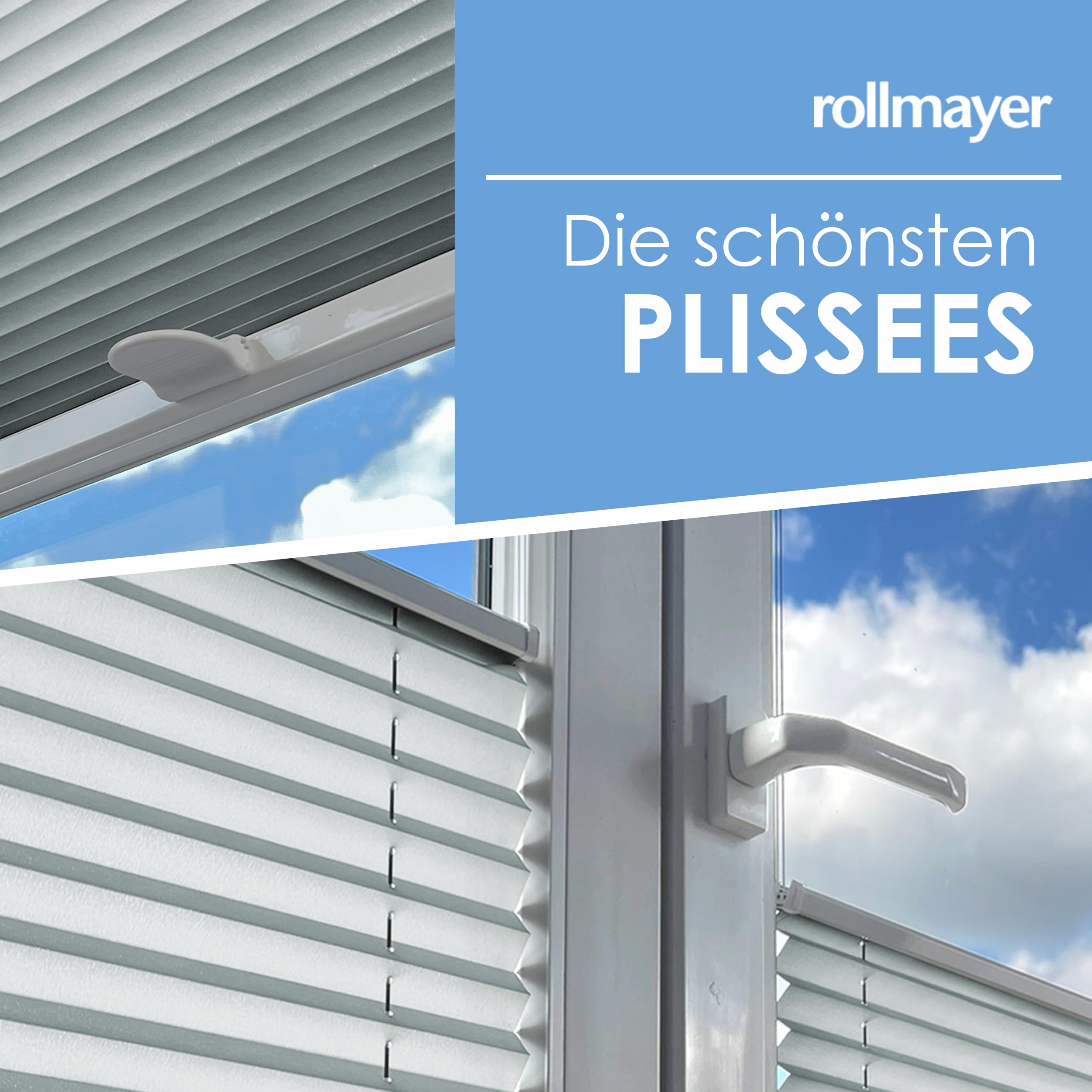 Rollmayer Plissee zum Kleben Faltrollo Binco Silber B90cm x H80cm | Plisseerollo Sichtschutz und Sonnenschutz für Fenster und Tür Premiumqualität für Zuhause