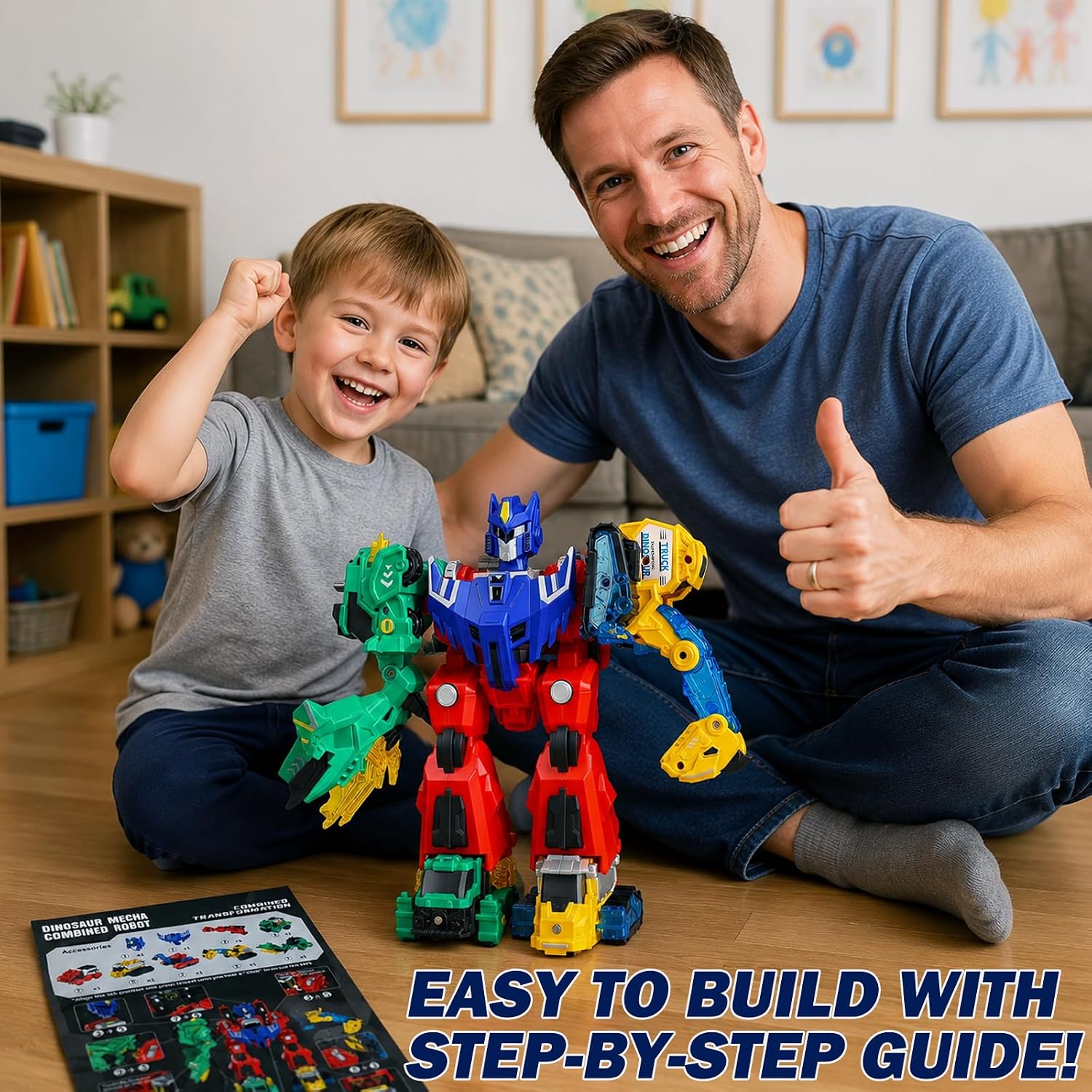 Toptrend Magnetic Dinosaur Transform Robot Toys, 6-in-1 Transforming Dinosaur Toys for Kids 5-7 3-5 4-6, Dino Car Toy Construction Trucks STEM Building Birthday Gifts for 3 4 5 6 7 8 Year Old Boy Girl