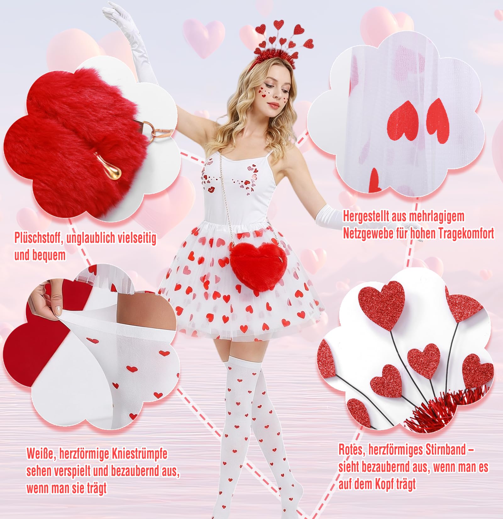 HarnyLoom 5 Pieces Heart Cupid Costume Set - Image 3