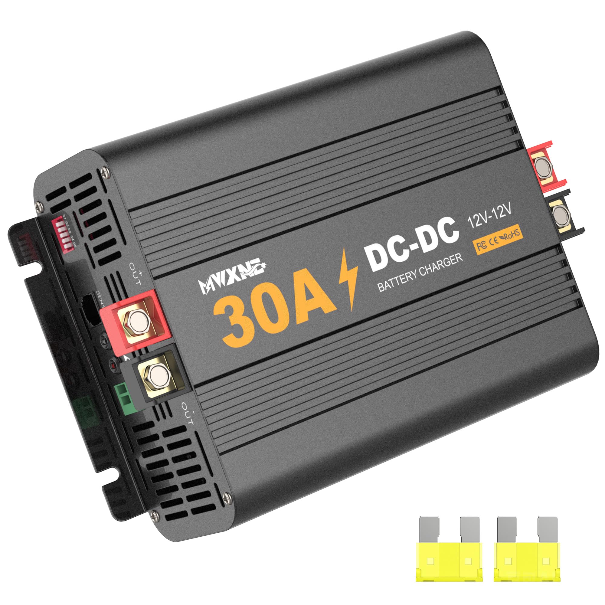 Photo 1 of MWXNE DC to DC Charger 12V 30A, Multi-Stage On-Board Battery Charger for Lithium, AGM, Gel, and Lead-Acid Batteries, Ideal for RVs, Marine, Boats and Commercial Vehicles