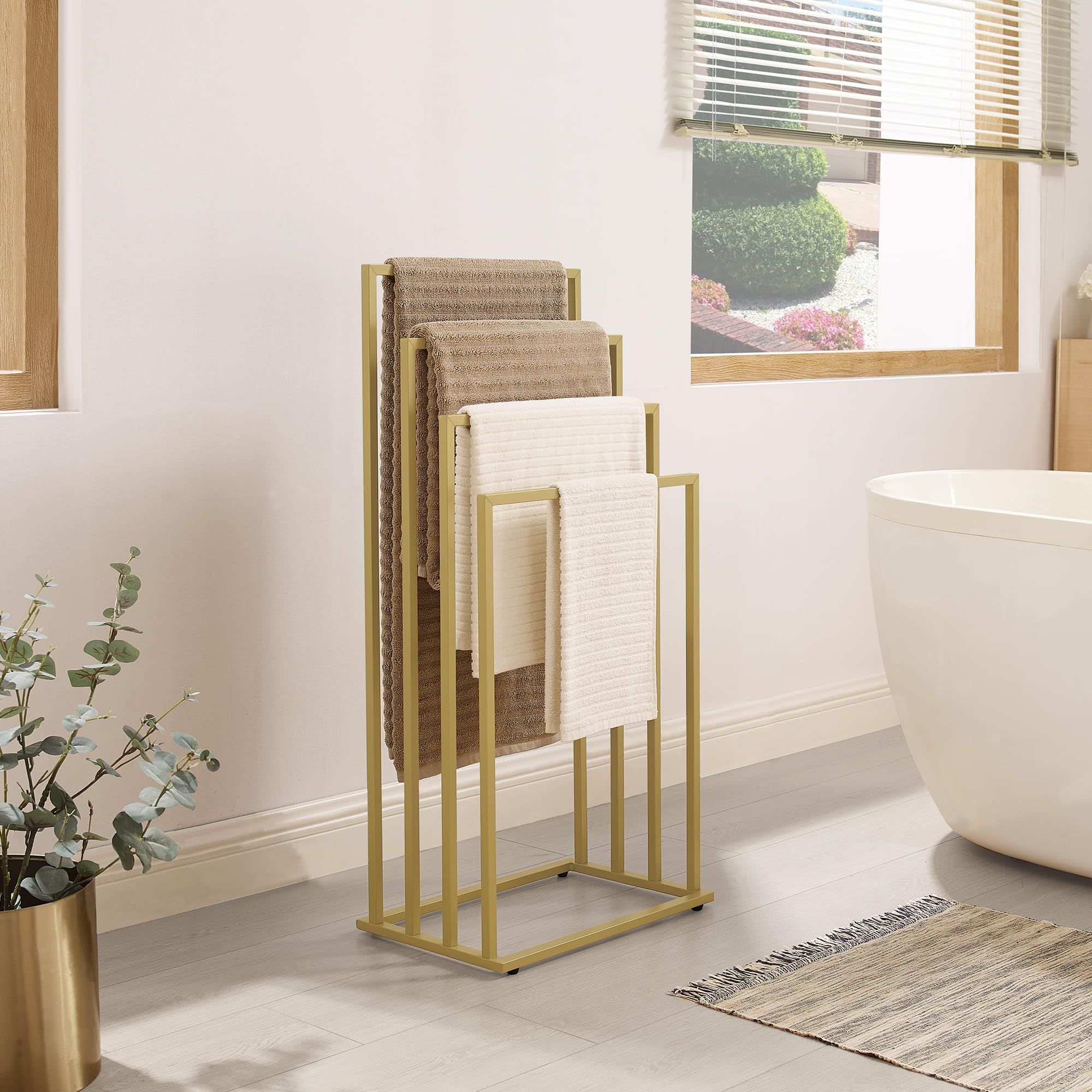Porte-Serviettes Or Mat – 4 Niveaux – élégant pour Salle de Bain ou Espace Bien-être