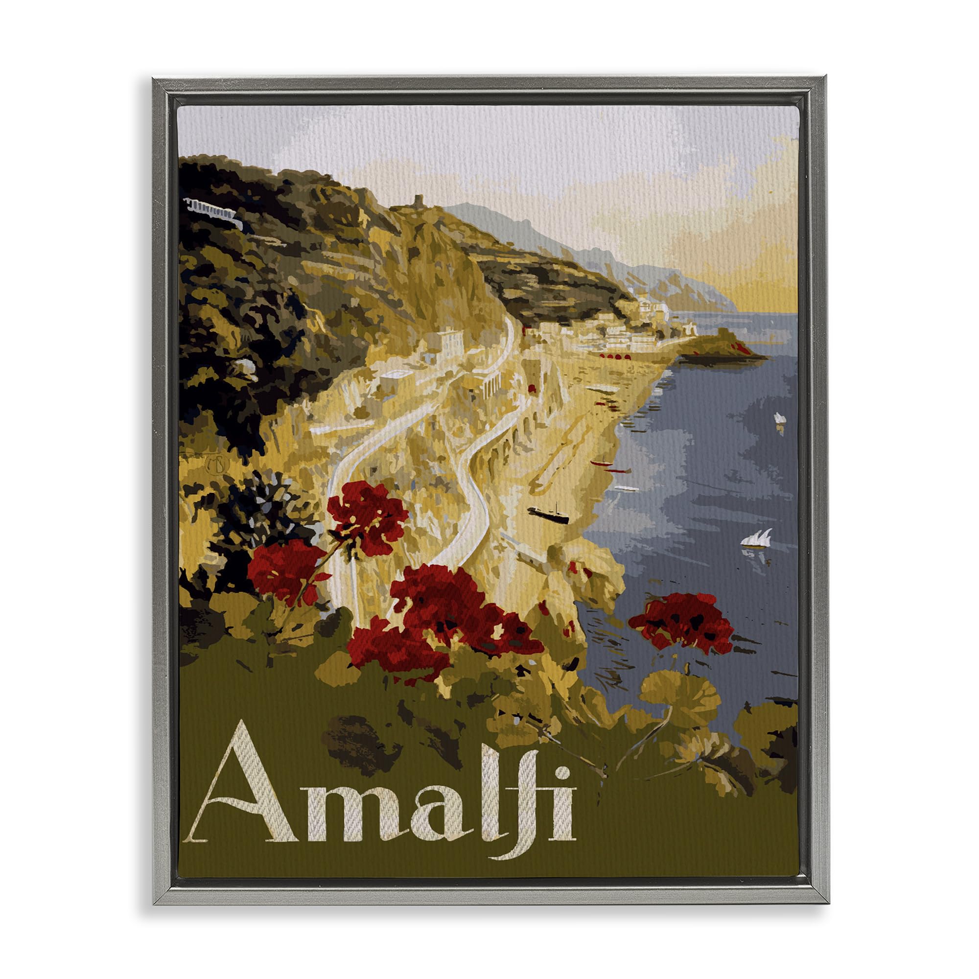 Stupell Industries 'Picturesque Amalfi Coast', Floating Frame Canvas Art, Gray, 25 x 31 Inches, Easy to Hang and Sturdy, Made in USA, by Lil' Rue