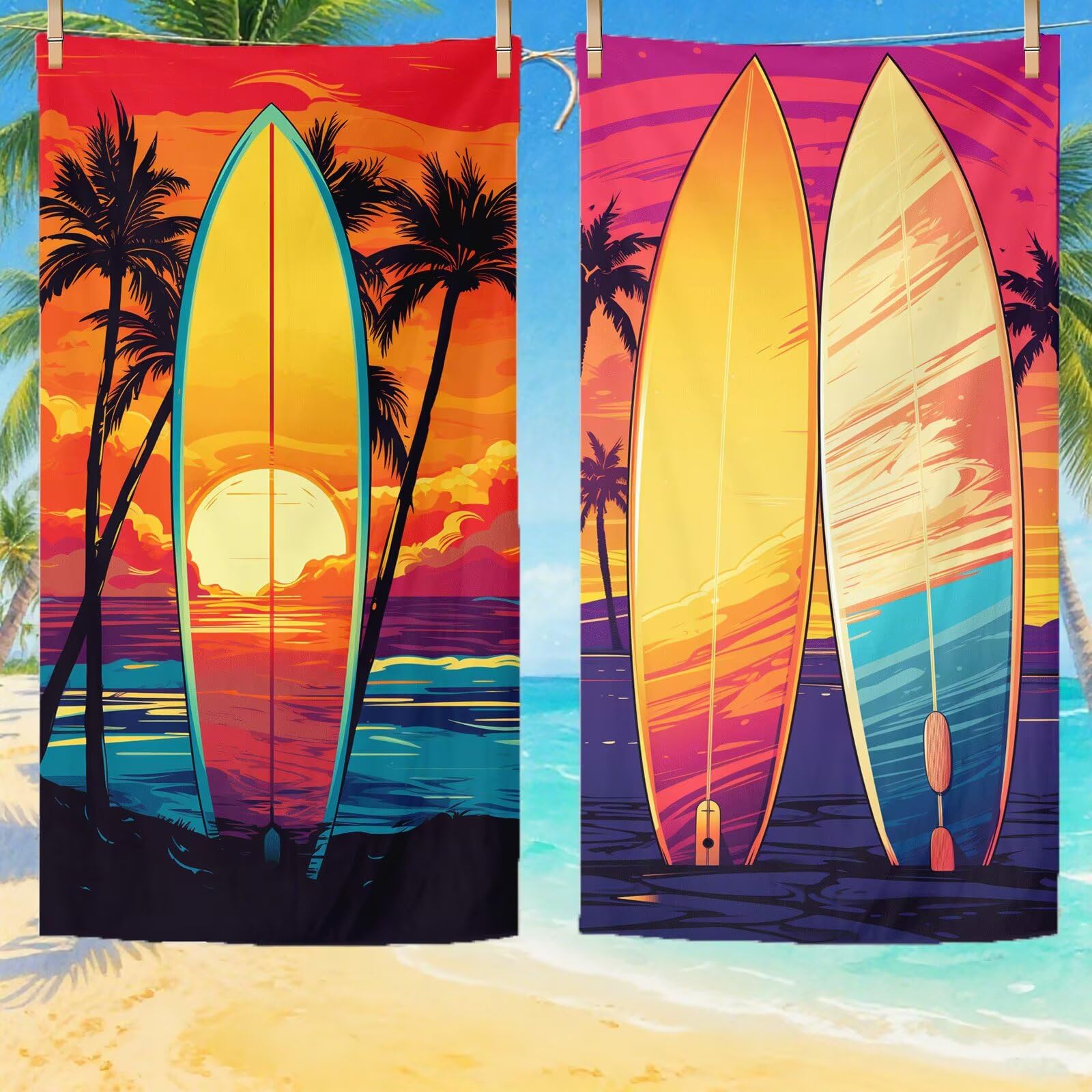 Telo Mare Microfibra, Telo Mare Grande 200x100 cm Set da 2, Antisabbia Asciugatura Rapida Assorbente Salvietta da Spiaggia Asciugamano per Palestra Piscina Viaggi Picnic, Regali Donna Estate Q-767