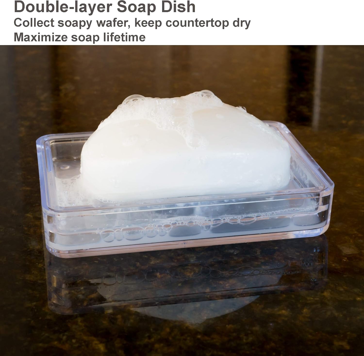 Youngever 4 Pack Soap Holders, Soap Dish, Soap Saver, Clear Bar Soap Holders for Shower, Sink Bathroom