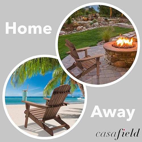 Miniatura 4 de Casafield Silla Adirondack plegable, juego de 2 sillas de madera de cedro para exteriores para patio, terraza, patio, césped y jardín, parcialmente