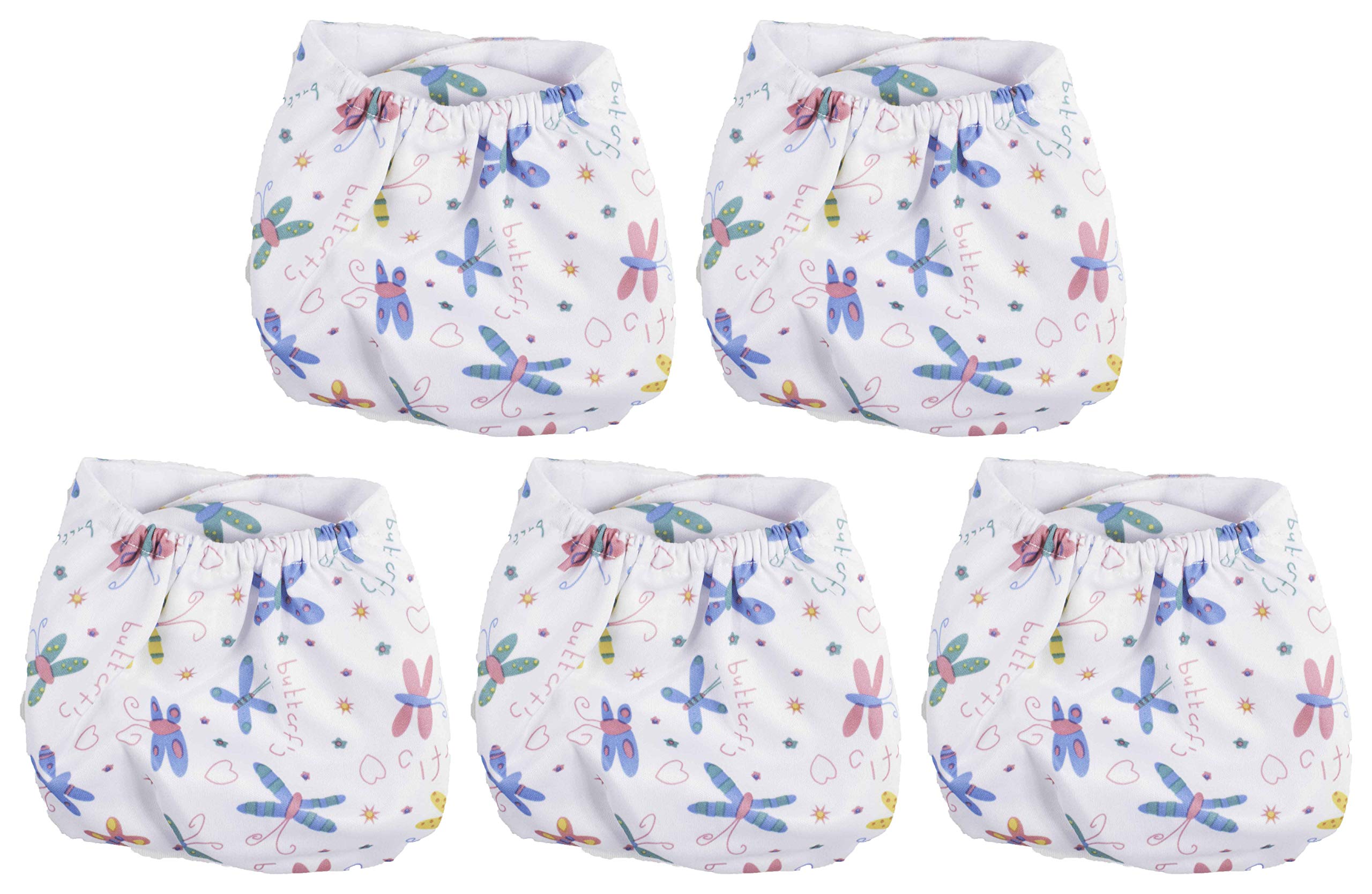 Ole Baby Reusable & Adjustable Organic Fabric Cloth Anti Bacterial Diaper/Nappy with Insert Lining for 0-2 Years (Grey, Printed) Pack of 5