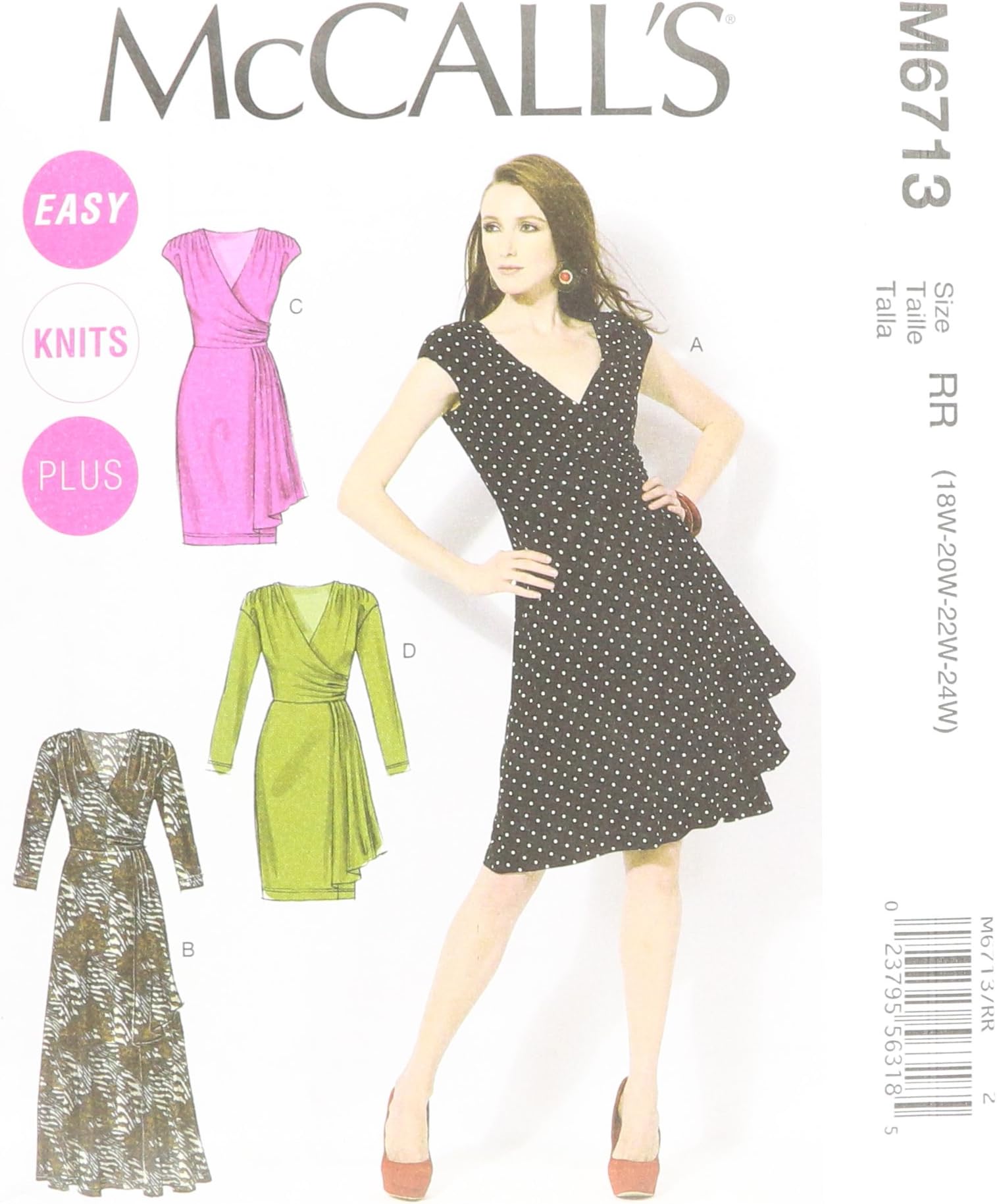 McCall Patterns M6713 Misses'/Women's Dresses Sewing Template, Size RR (18W-20W-22W-24W)
