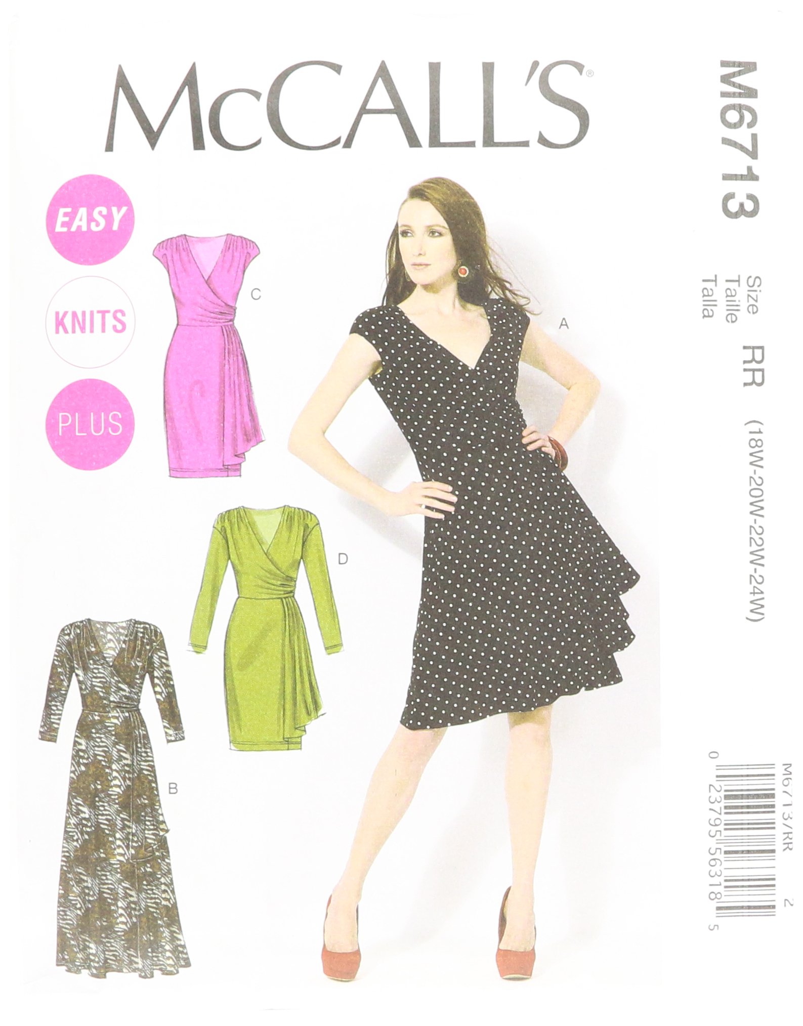 McCall Patterns M6713 Misses'/Women's Dresses Sewing Template, Size RR (18W-20W-22W-24W)