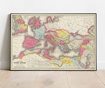 Roman Empire at Its Greatest Extent 1875 - Historical Map Print - 24in x 16in