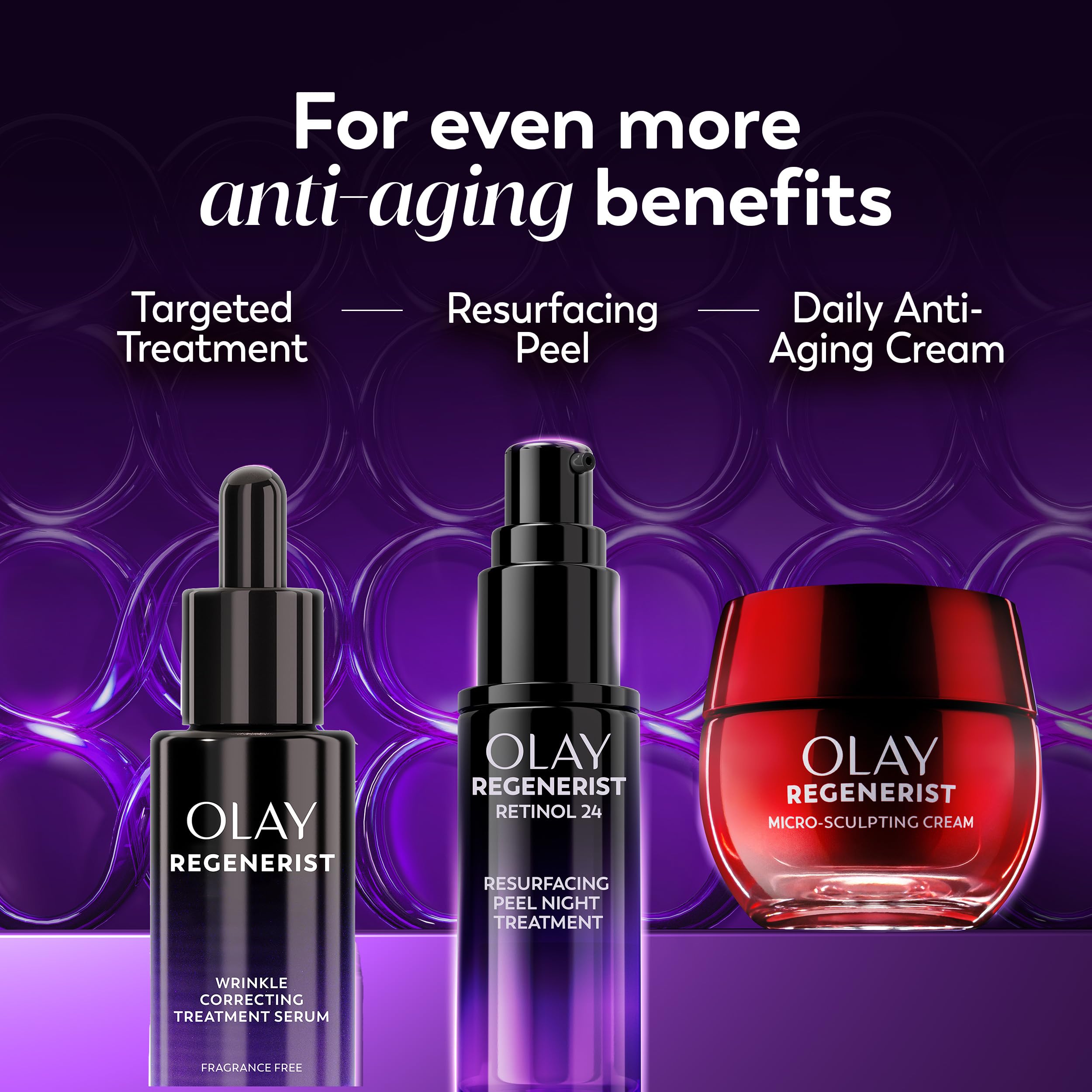 Olay Regenerist Resurfacing Retinol Serum, Renew, Anti-Wrinkle Serum for Women, Anti-Aging Skin Care, Advanced Night Repair, Fragrance-Free, Hexa-Repair Peptide & Pro-Retinol, 1.0oz