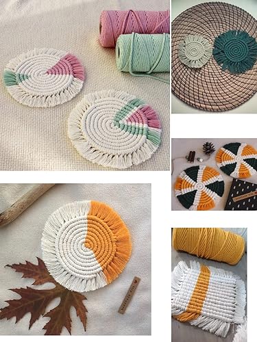 Miniatura 4 de 36 colores 0.197 in 328.1 ft (109yard) cuerda de macramé sólido colorido cuerda de algodón macramé hilo de cuerda de cuerda de hilo hecho a mano