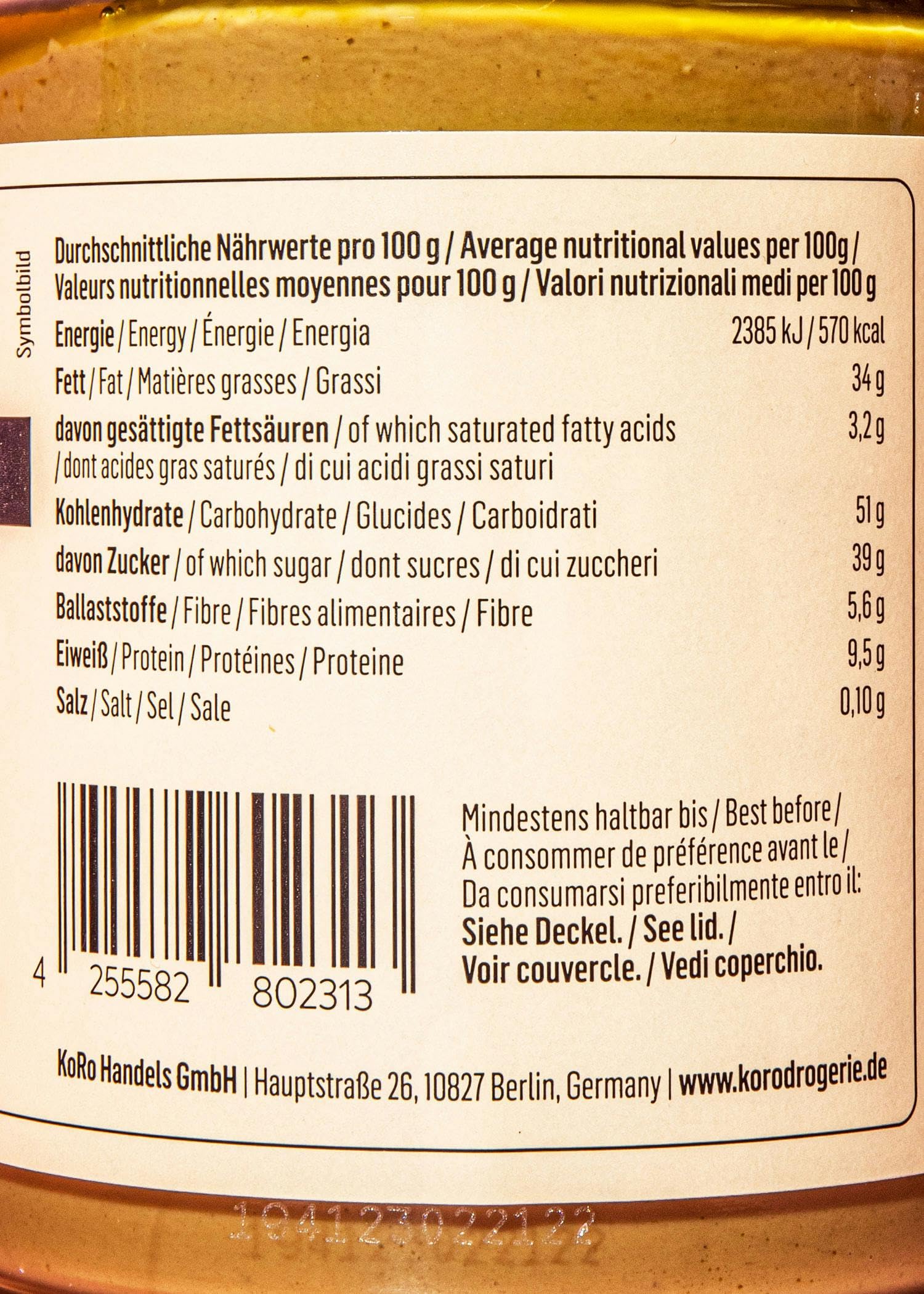 KoRo - Vegane Pistaziencreme 350 g - 60 % Pistazien - Ohne Palmöl - Angenehme Süße - Als Brotaufstrich oder zum Backen
