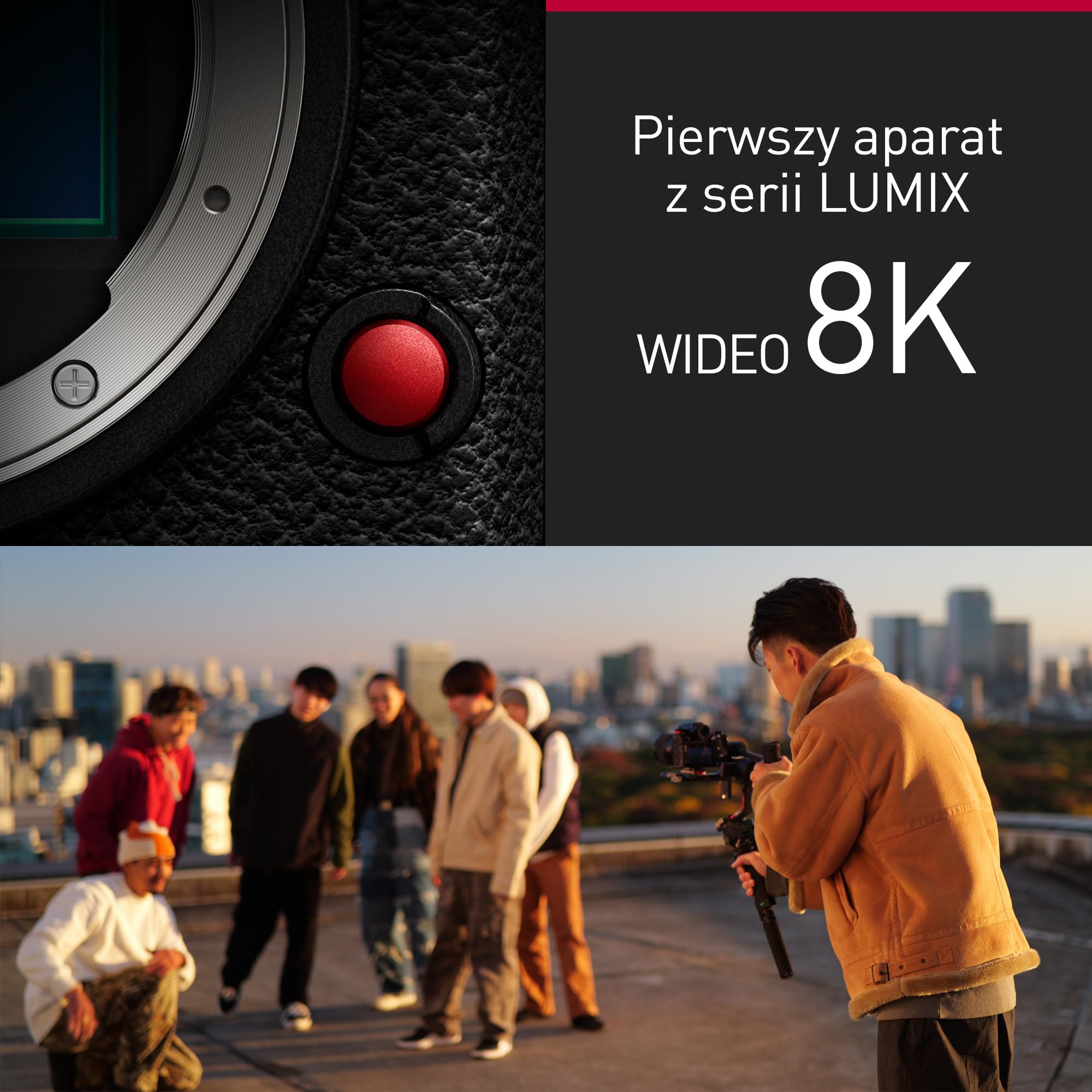 Panasonic LUMIX DC-S1RM2E Pełnoklatkowy Aparat Bezlusterkowy 44 MP Wideo 8K Stabilizacja Obrazu Mocowanie L Korpus Czarny