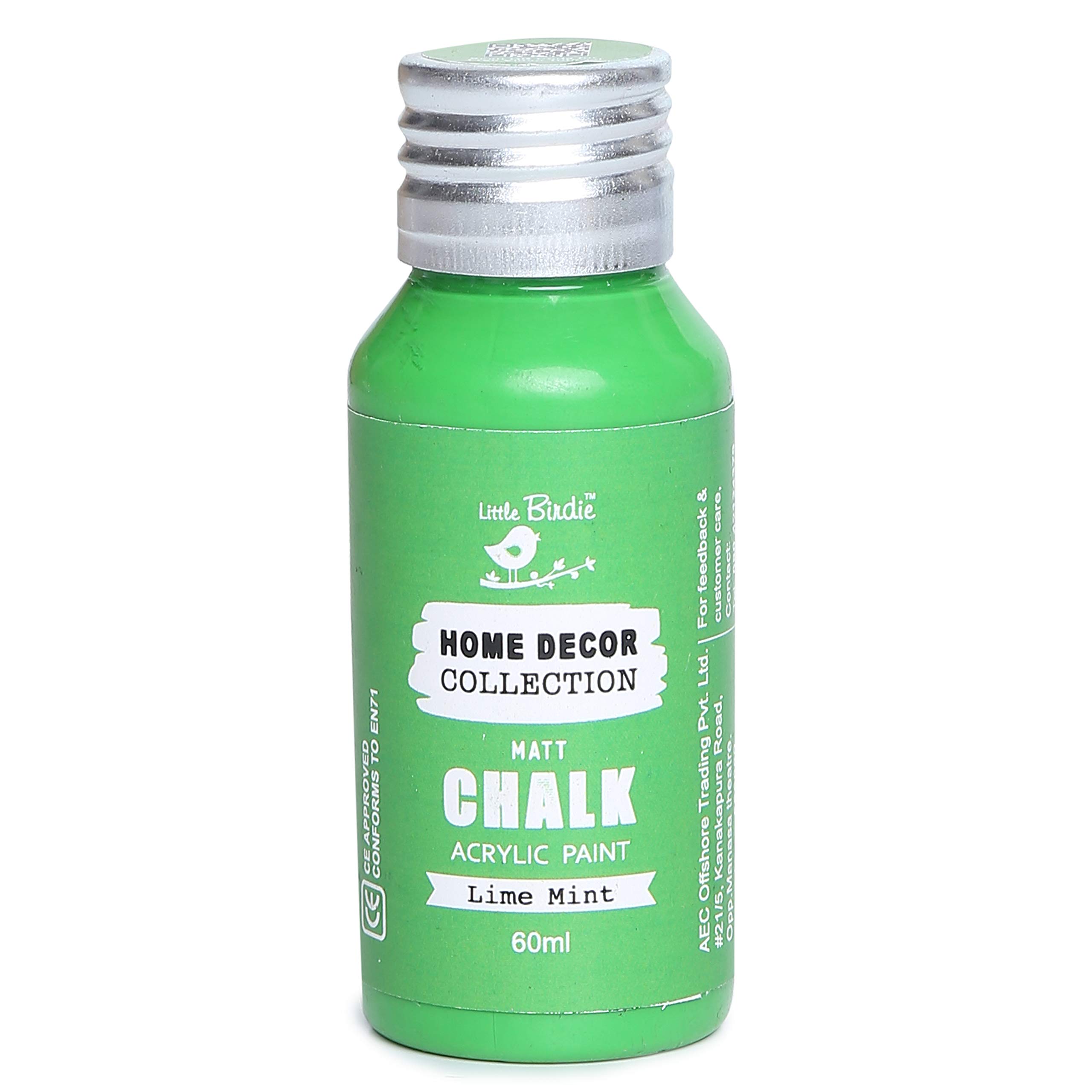 Little BirdieItsy Bitsy- Chalk Paint for Home Decor | Can Be Applied Easily On Surface | 60 ml Each | Lime Mint| Pack of 2