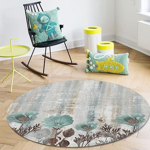 Miniatura 4 de Elegante alfombra redonda de 4 pies, lavable para interiores, dormitorio, cocina, baño, sala de estar, comedor, lavandería, oficina, área y