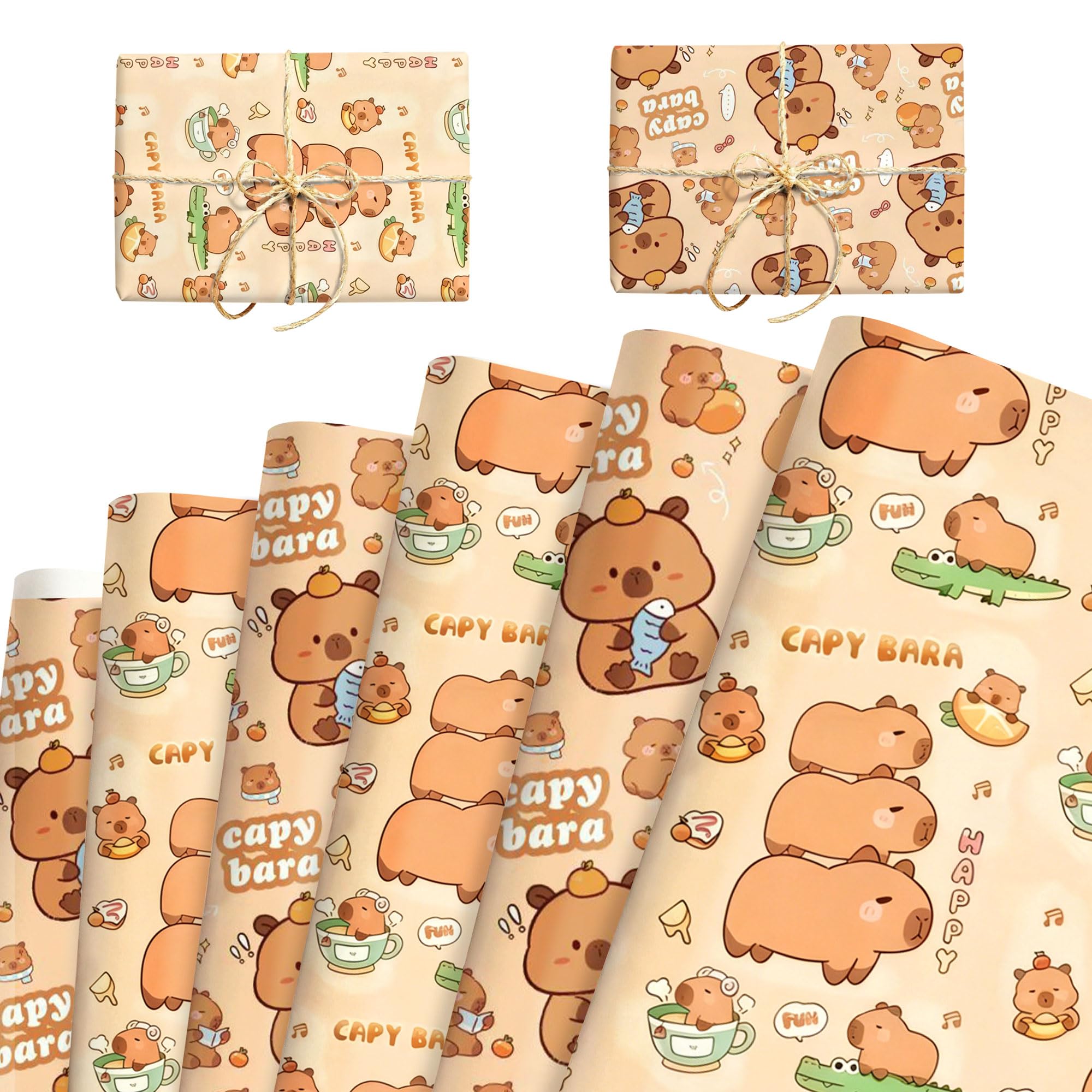 Capybara Prints Wrapping Paper for Birthday Baby Shower DIY Crafts Design — image 1