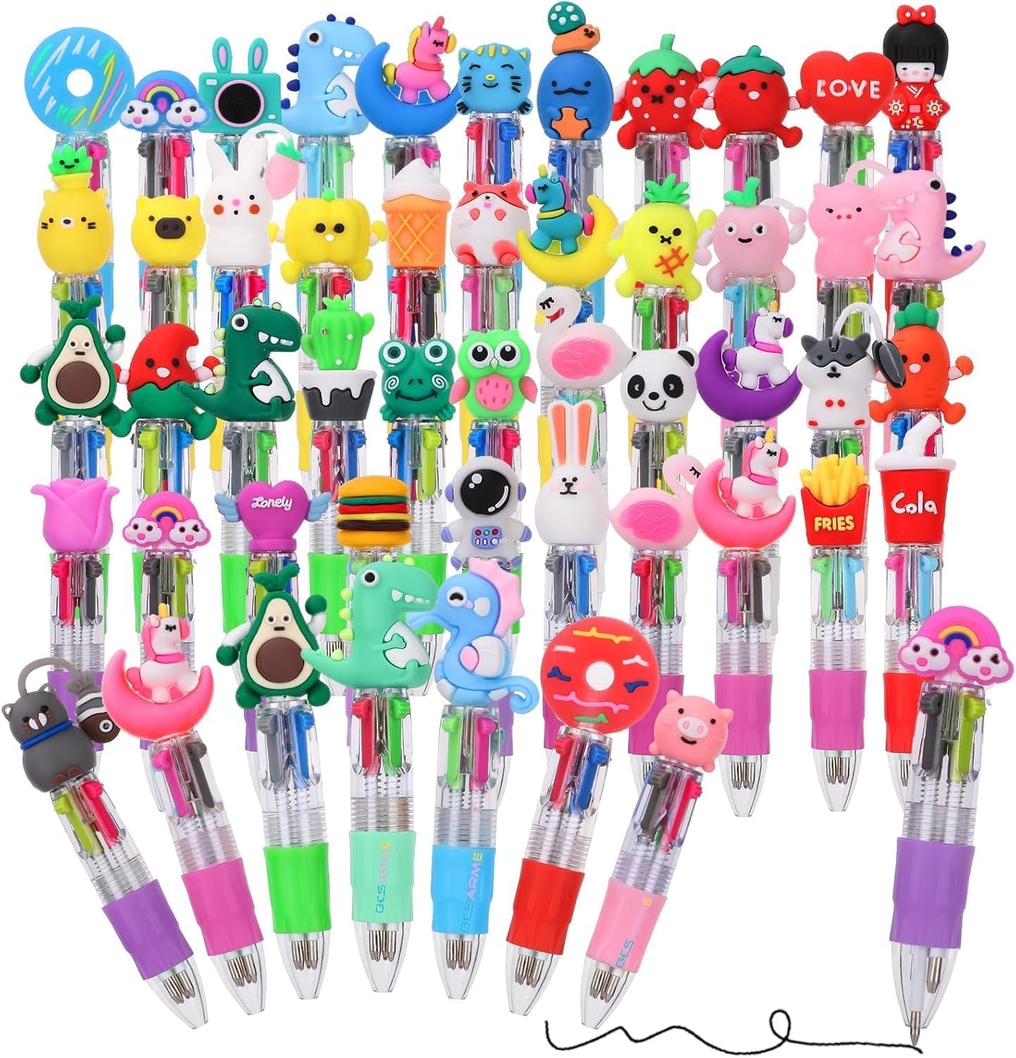 Yoosso 48 Pcs Mini Pens, Multi Coloured Animal Pen All In One 4 In 1 Birthday Party Bag Fillers Party Bag Pens Class of 2026 Gifts For Adults Student