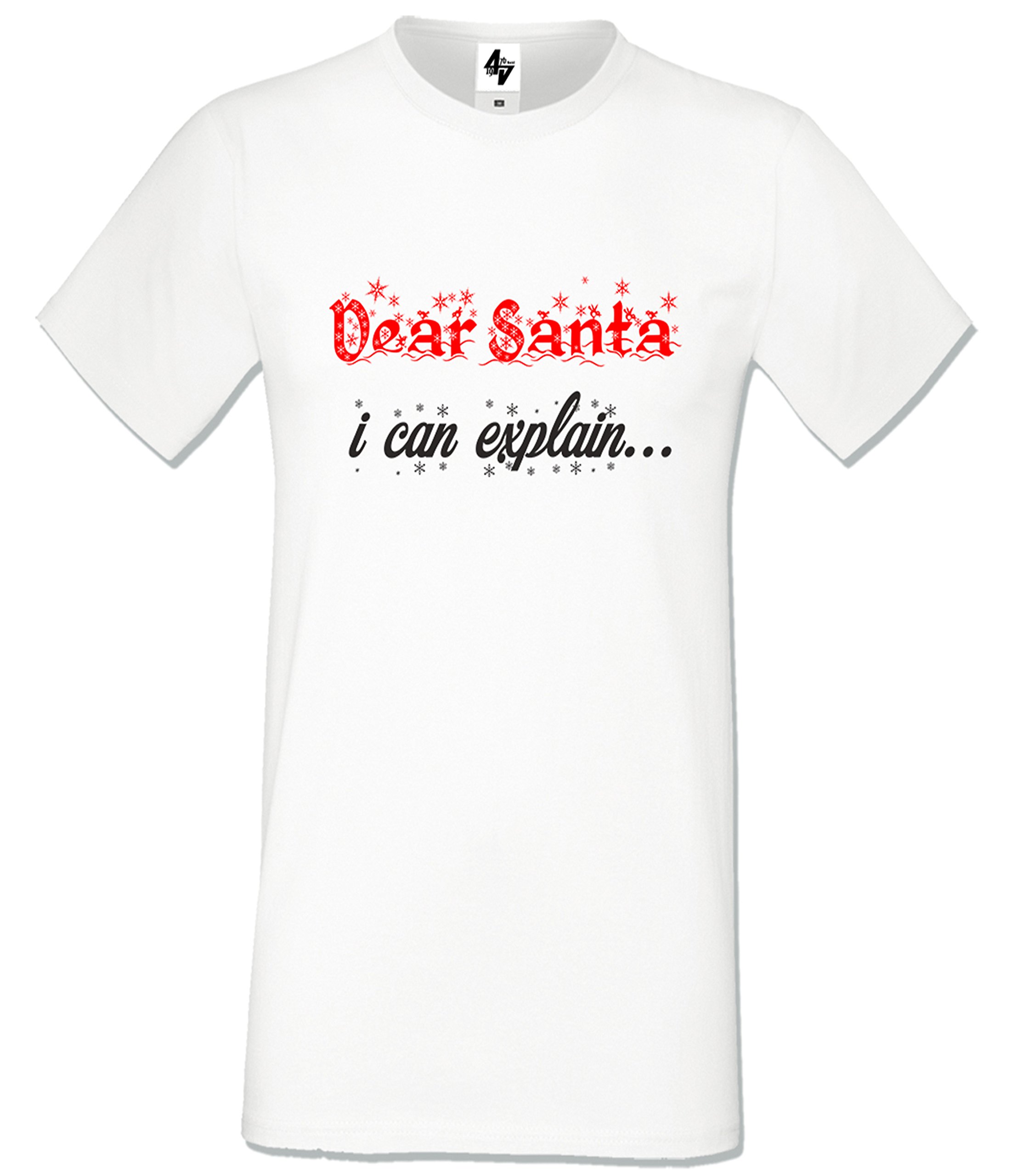 Softstyle Adult Prited Plain Cotton T-Shirt Men's Original Logo Crew Xmas Dear Santa I Can Explain 4sodl (M, White)