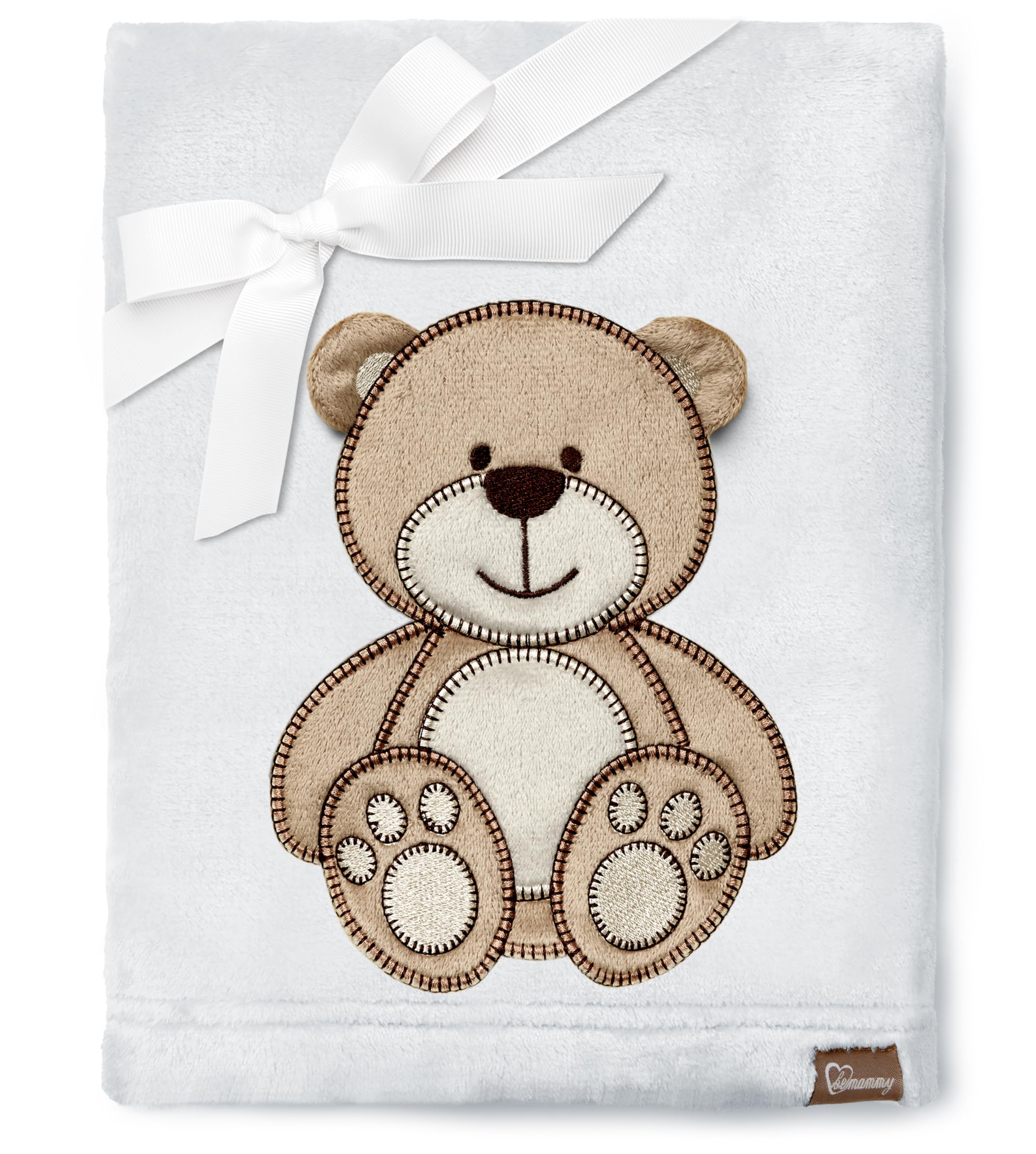 Be Mammy Warme Kuscheldecke Babydecke Blanket Baby Geschenk BE20-168 (Hellgrau - Bär)