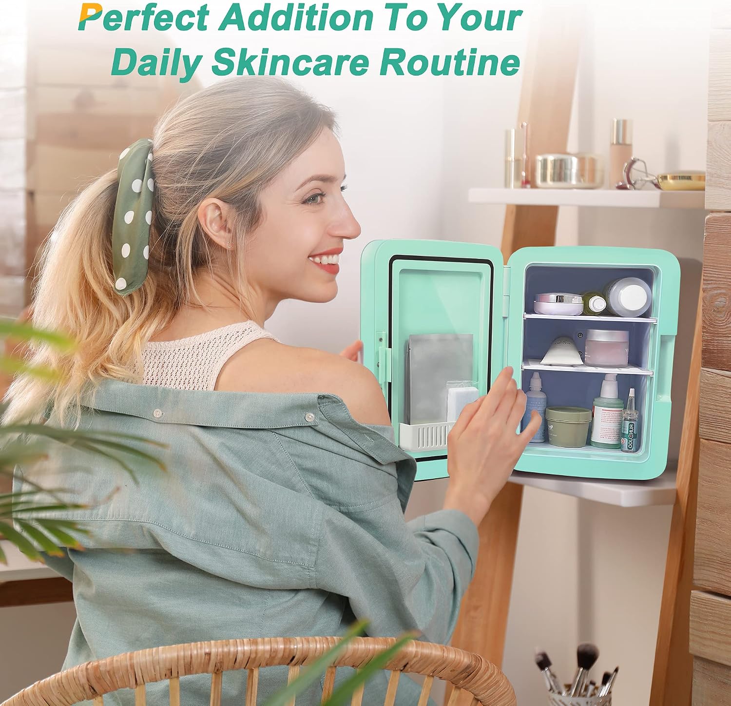 CROWNFUL Multifunctional Mini Fridge, 10 Liter/12 Can Portable Cooler and Warmer Personal Fridge for Skin Care, Food, Medications, Plugs for Home Outlet & 12V Car Charger Included, ETL Listed