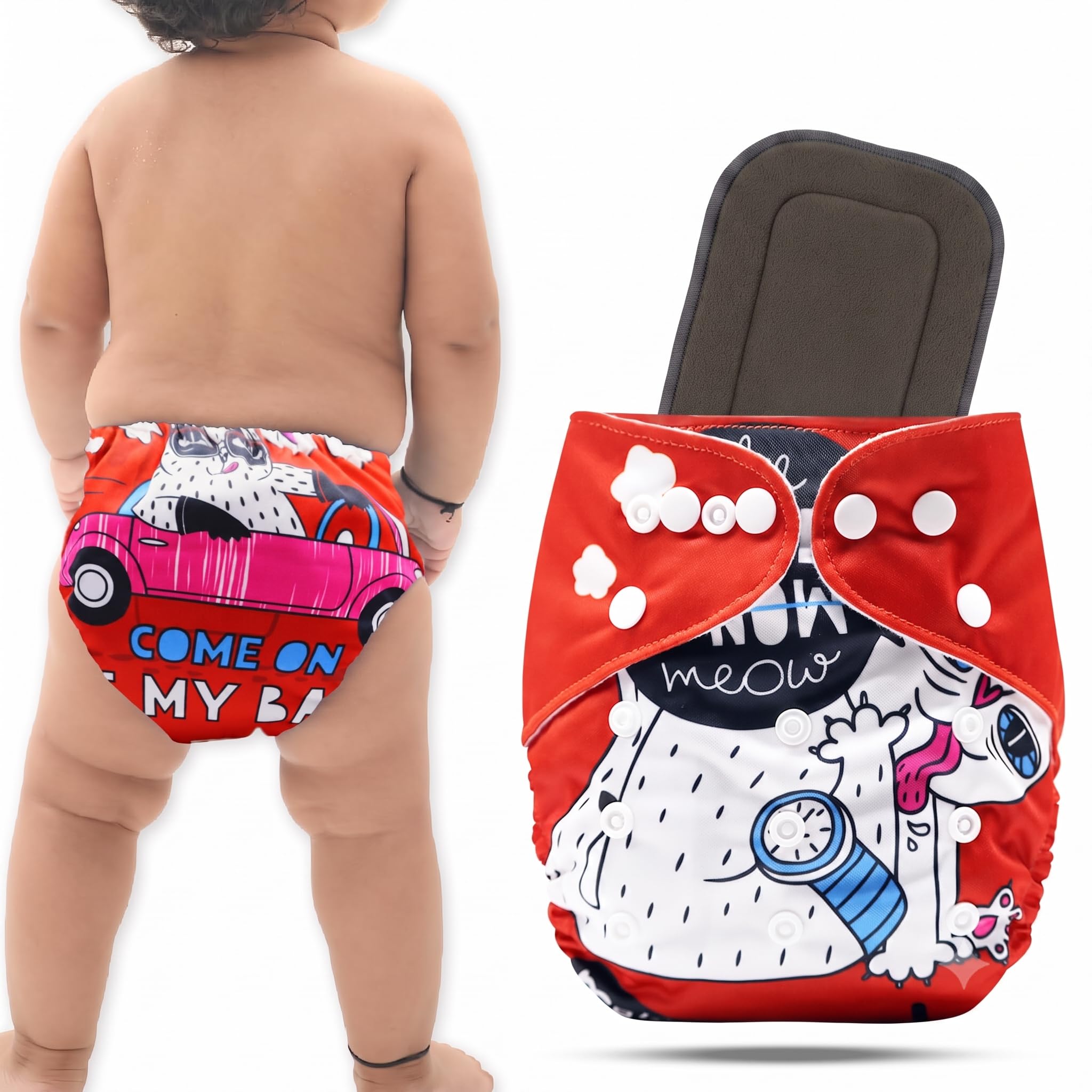 Bembika A Plus Printed Cloth Diaper With Bamboo Charcoal inserts for Babies Washable & Reusable Cloth Nappies For Baby Leakproof And Wetfree Adjustable Cloth Diapers -(BE2646)-picture-25