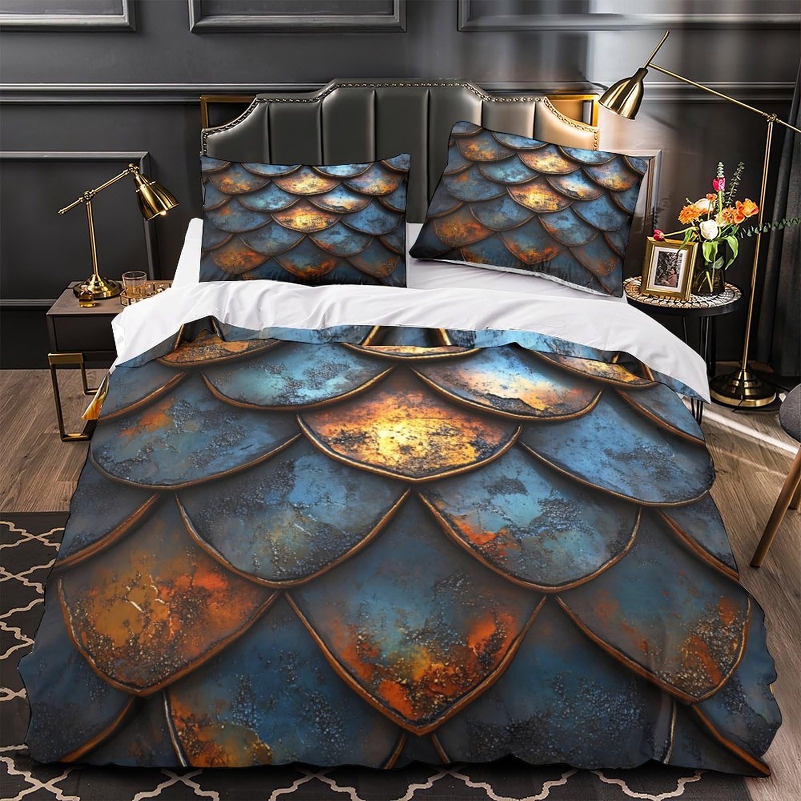 Housse de couette dragon respirante et hypoallergique pour enfant