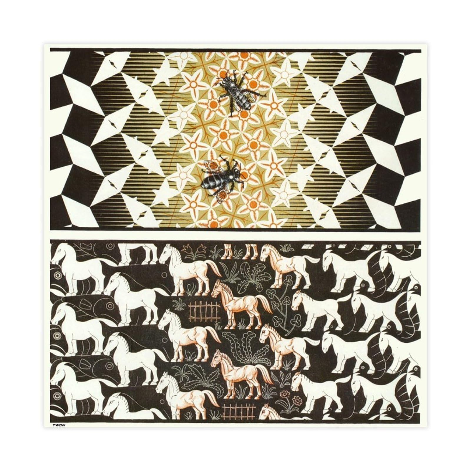 WCYB Metamorphosis III by Maurits Cornelis Escher Posters Prints Canvas Deco Paintings Wall Art Unframe 28" L X 28" W