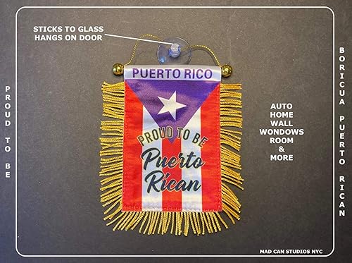 Miniatura 5 de Banderas de Puerto Rico para accesorios de coches pegatinas pegatinas Puerto Rico de calidad hecha banderas para autos pequeña mini Banner colgante