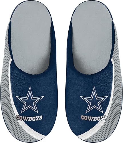 FOCO Pantuflas NFL 2022 con logotipo grande y borde de color para hombre