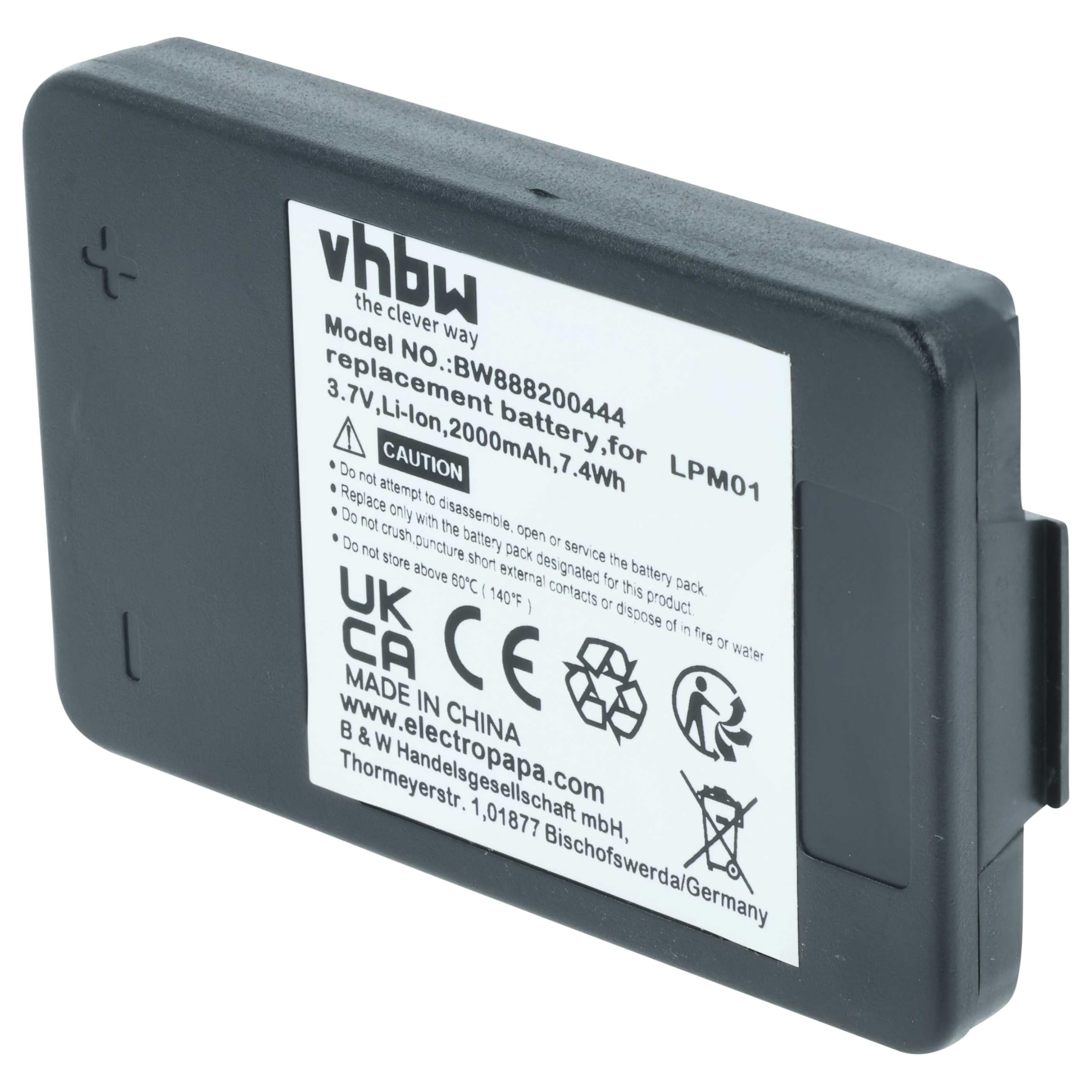 vhbw batteria sostituisce Autec R0BATT00E11A0 per Radiocomando Industriale, Telecomando (2000mAh, 3,7V, Li-Poly) - Nero