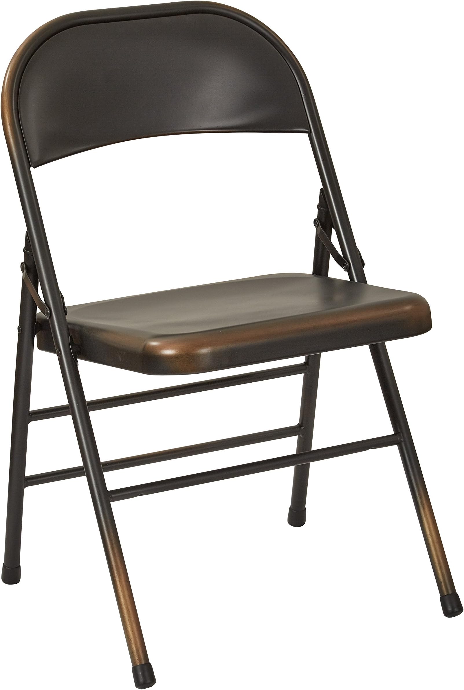 Office Star Products Work Smart/OSP Designs Bristow Steel Folding Chair, Antique Copper