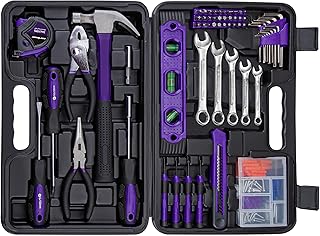 CARTMAN 152-Piece Basic Household Hand Tool Set,with Toolbox Storage Case, All Purpose Home Tool Kit Includes Essential Tools for Office College Repairs Purple