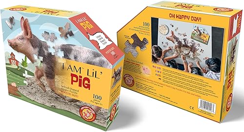 Miniatura 7 de Madd Capp Lil' Pig - Rompecabezas de 100 piezas para edades de 5 años en adelante  4019  Borde único en forma de animal, tamaño de póster cuando se